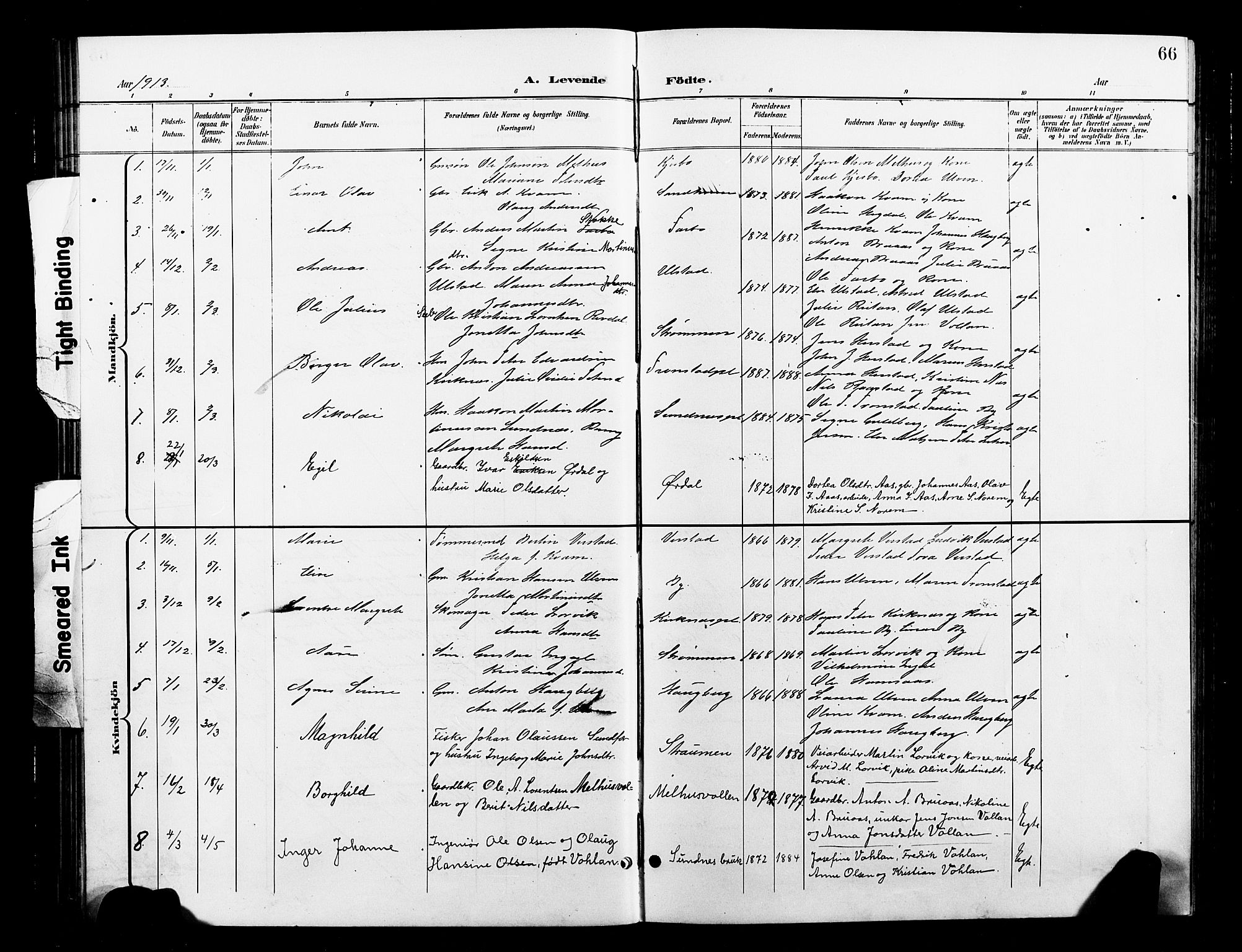 Ministerialprotokoller, klokkerbøker og fødselsregistre - Nord-Trøndelag, SAT/A-1458/730/L0302: Parish register (copy) no. 730C05, 1898-1924, p. 66