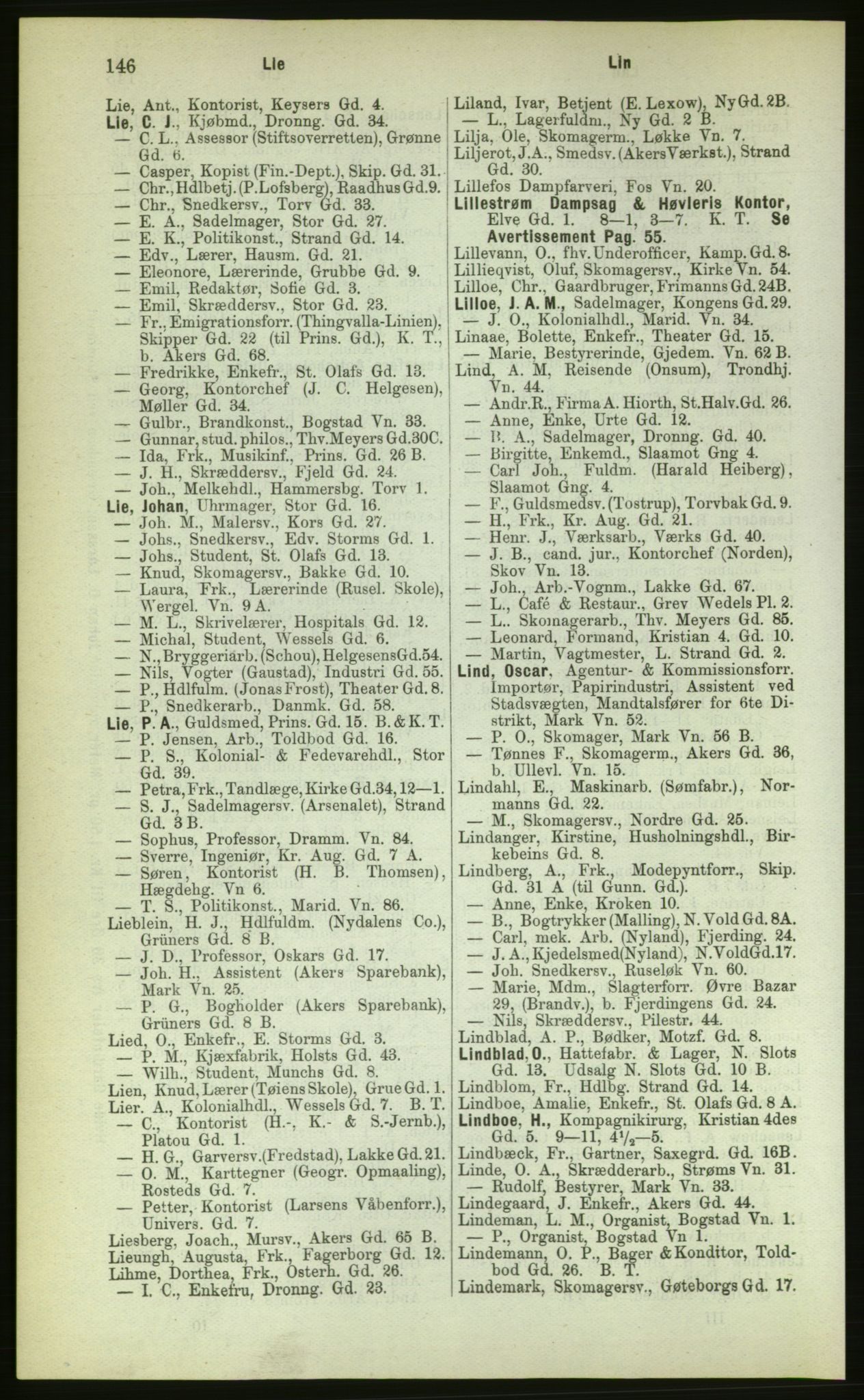 Kristiania/Oslo adressebok, PUBL/-, 1883, p. 146