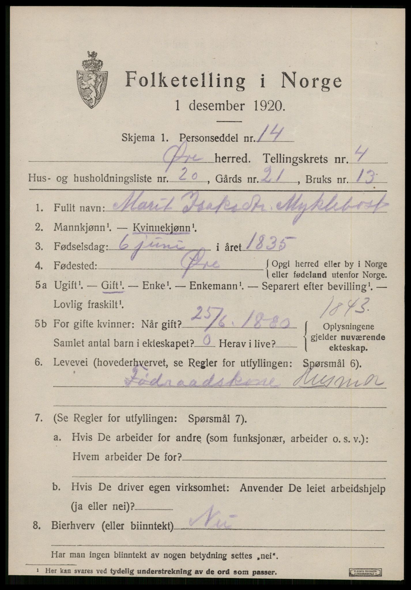 SAT, 1920 census for Øre, 1920, p. 2259