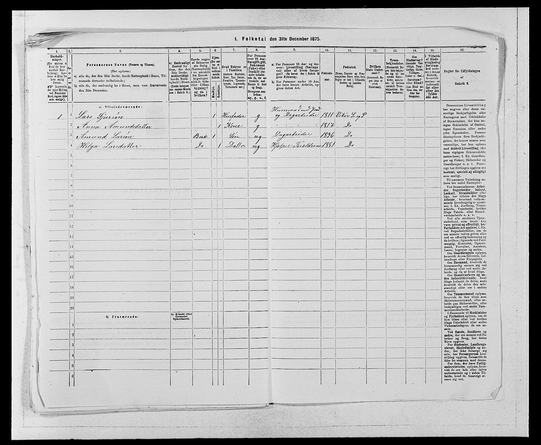 SAB, 1875 census for 1238P Vikør, 1875, p. 340
