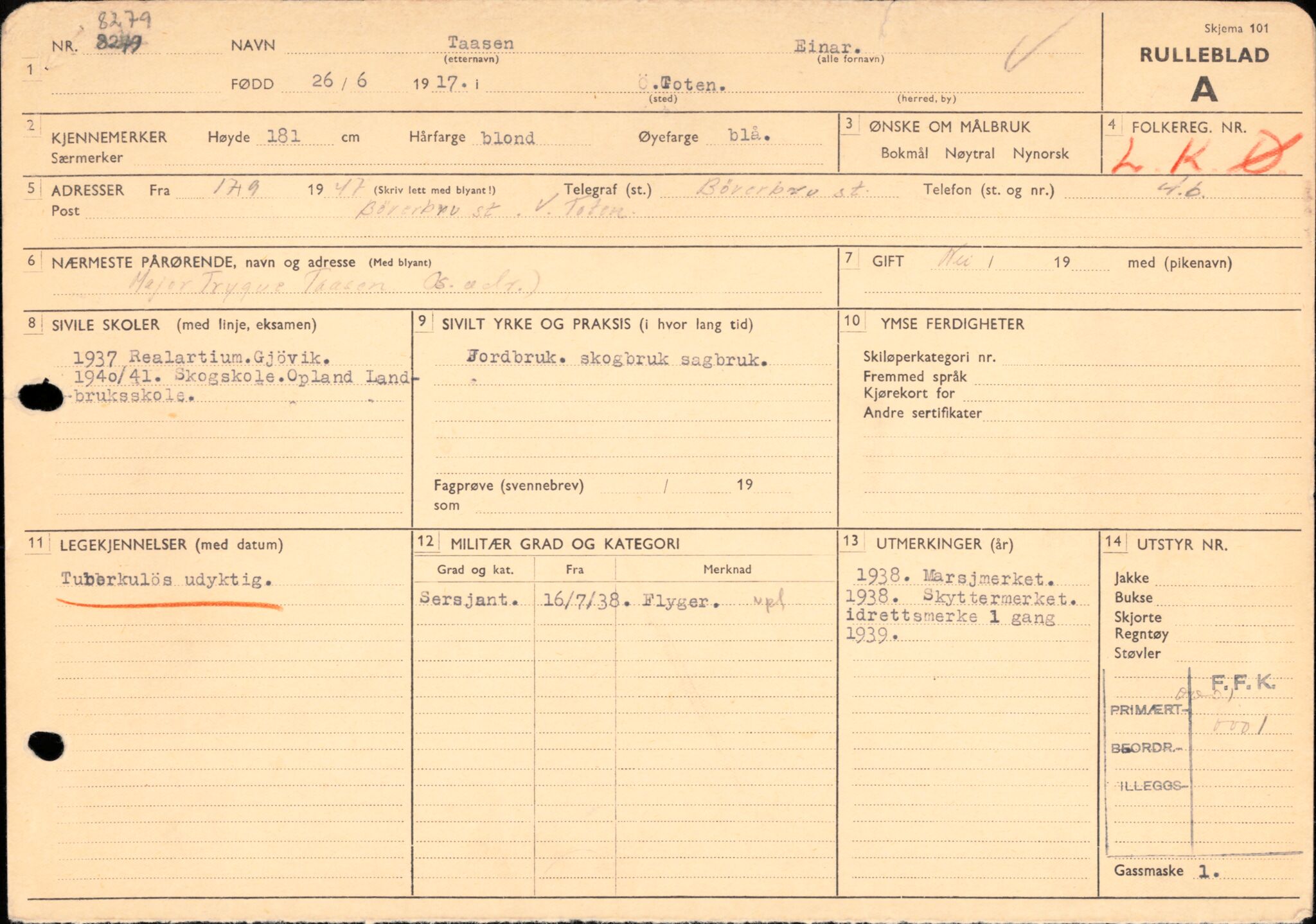 Forsvaret, Forsvarets overkommando/Luftforsvarsstaben, RA/RAFA-4079/P/Pa/L0052: Personellpapirer, 1917, p. 415