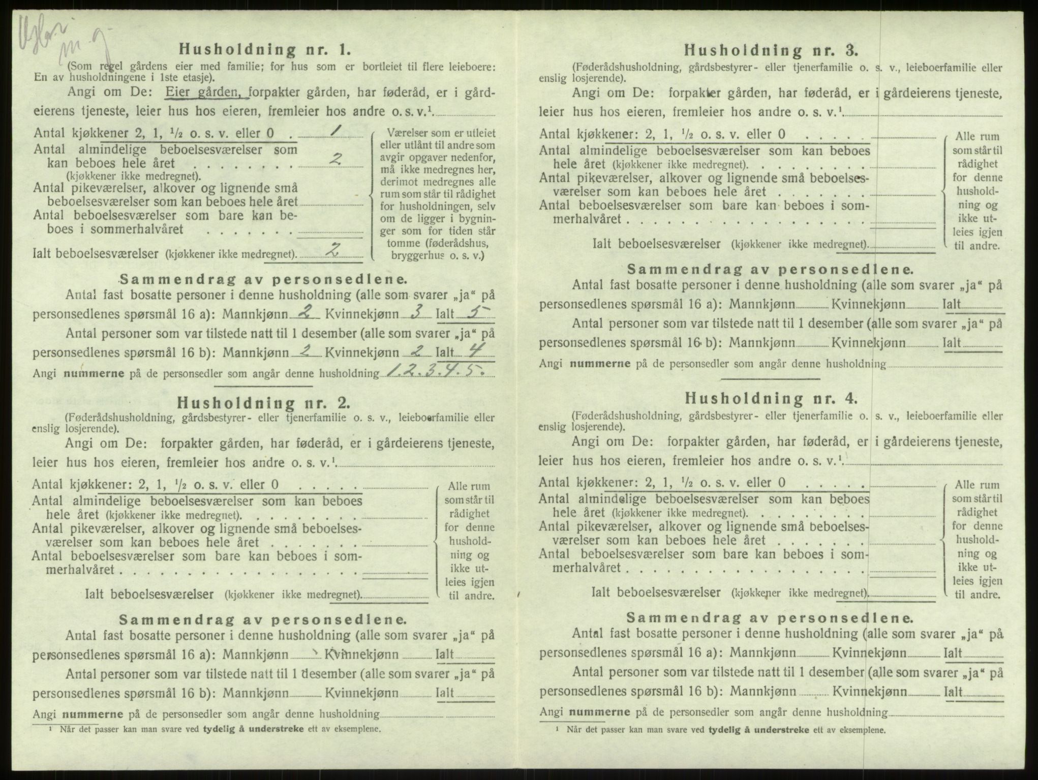 SAB, 1920 census for Haus, 1920, p. 852