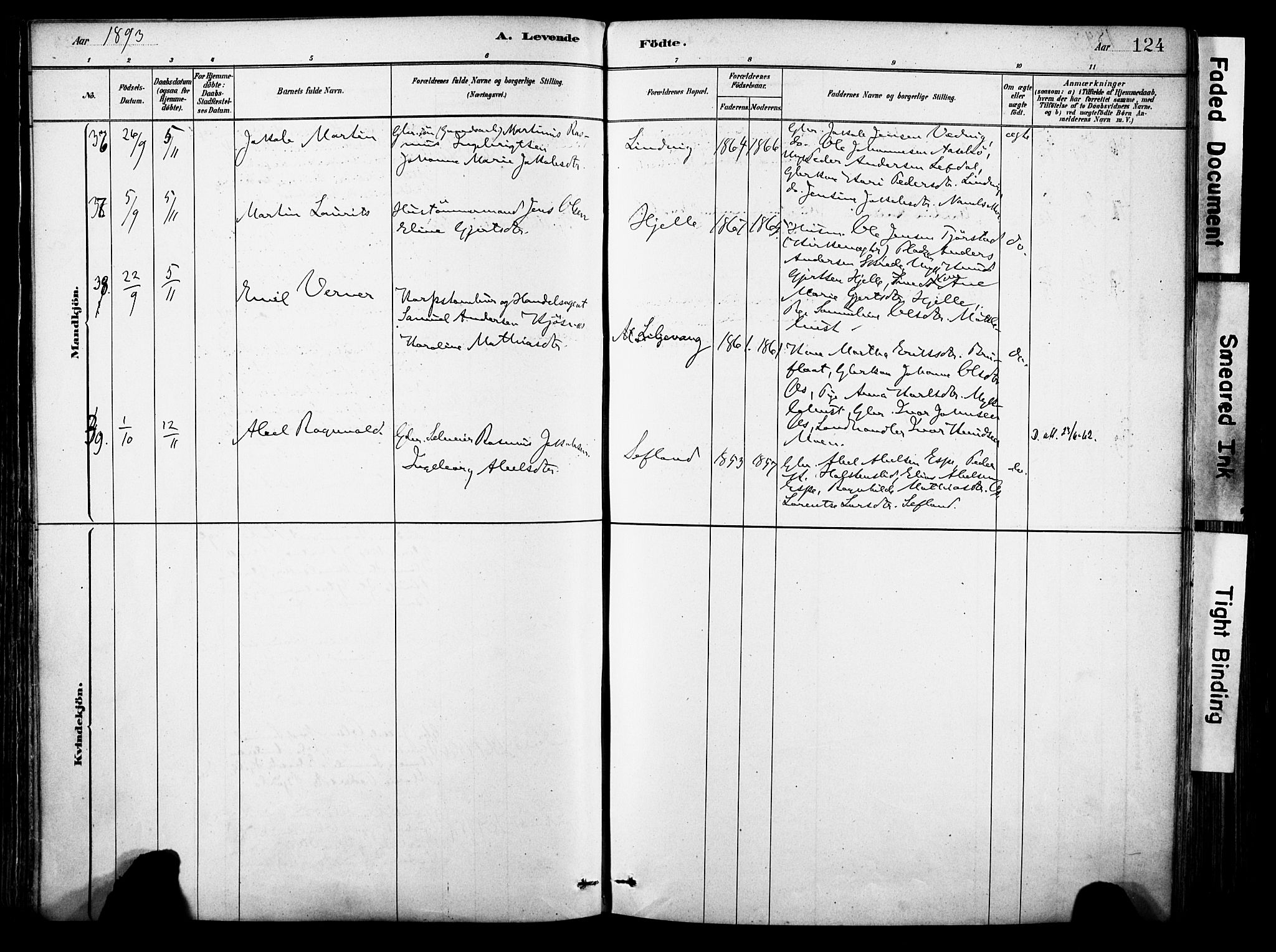 Eid sokneprestembete, AV/SAB-A-82301/H/Haa/Haab/L0001: Parish register (official) no. B 1, 1879-1906, p. 124