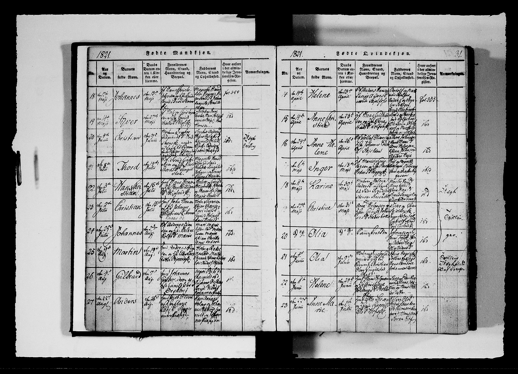 Hobøl prestekontor Kirkebøker, AV/SAO-A-2002/F/Fa/L0002: Parish register (official) no. I 2, 1814-1841, p. 31