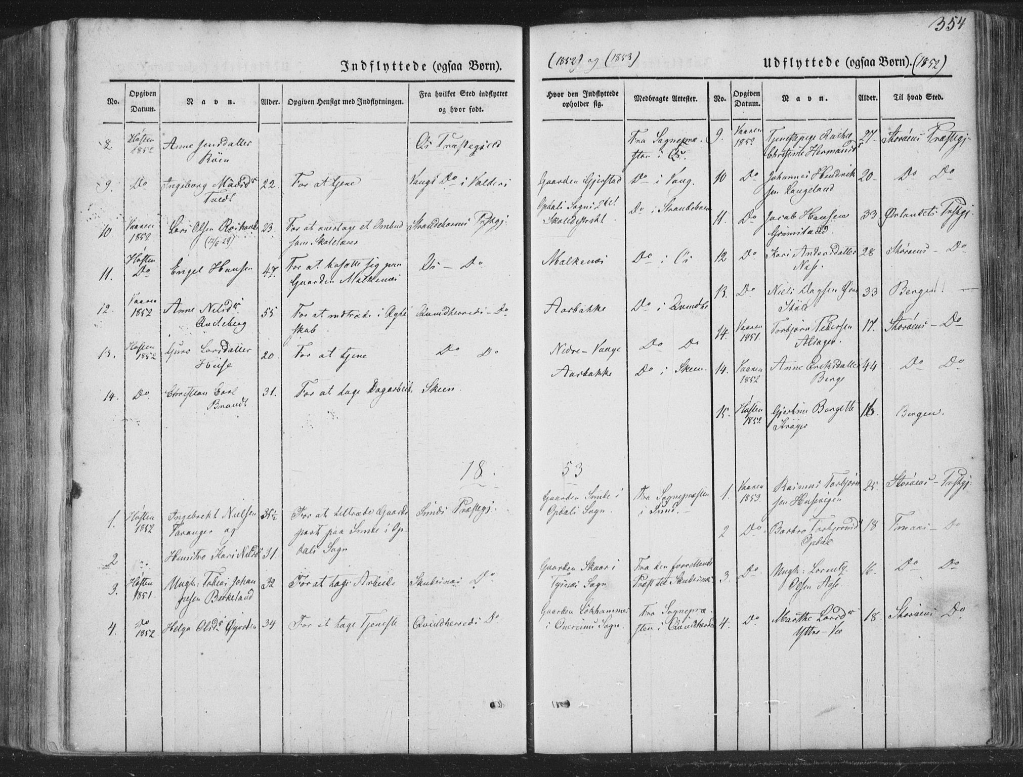 Tysnes sokneprestembete, AV/SAB-A-78601/H/Haa: Parish register (official) no. A 10, 1848-1859, p. 354