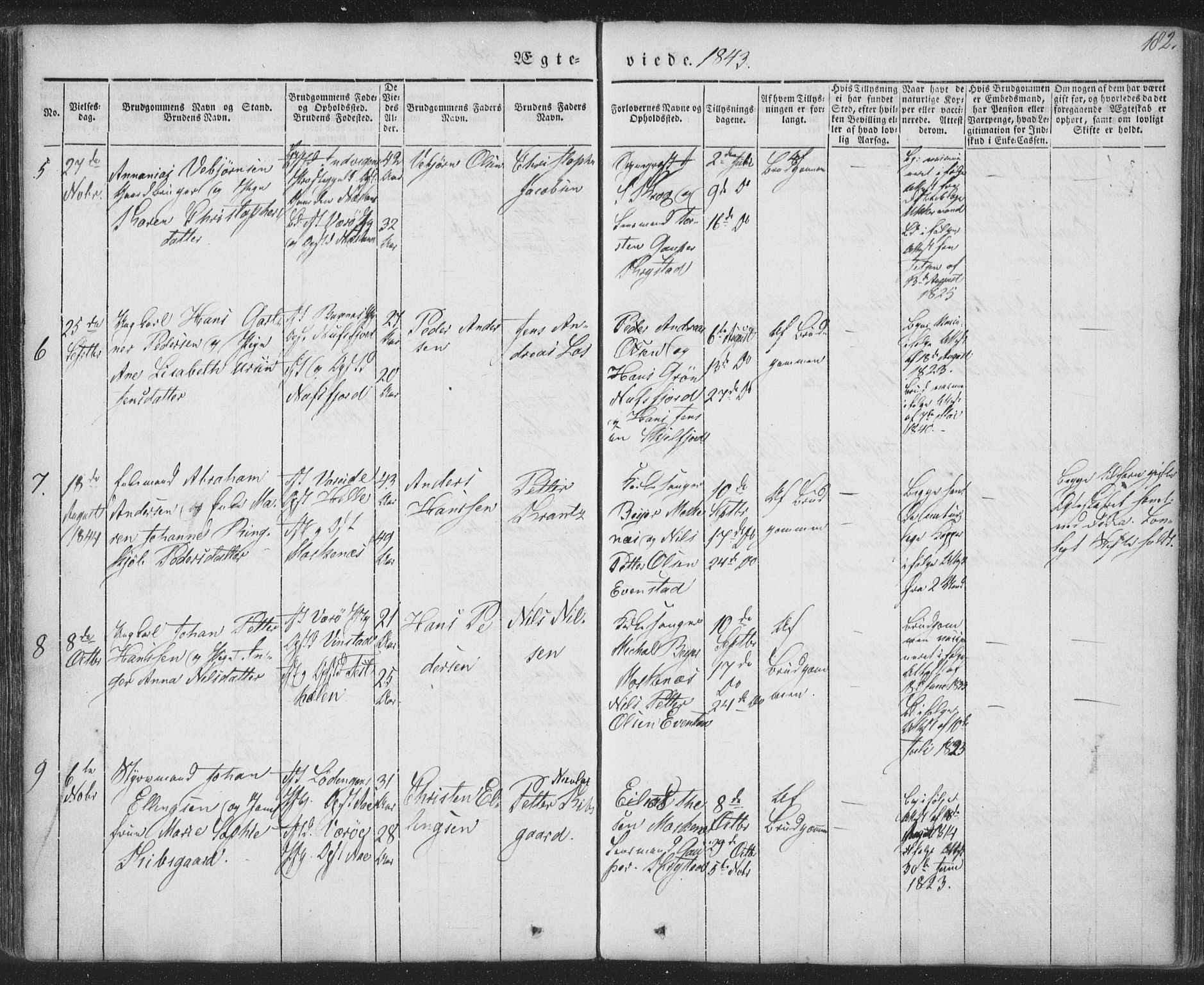 Ministerialprotokoller, klokkerbøker og fødselsregistre - Nordland, SAT/A-1459/885/L1202: Parish register (official) no. 885A03, 1838-1859, p. 182