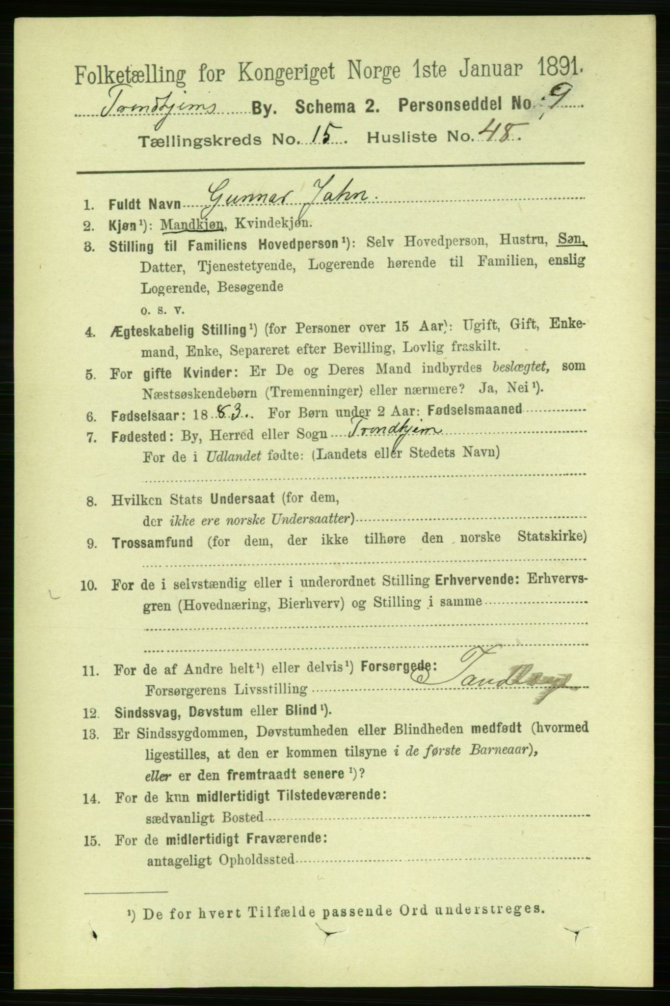 RA, 1891 census for 1601 Trondheim, 1891, p. 12222