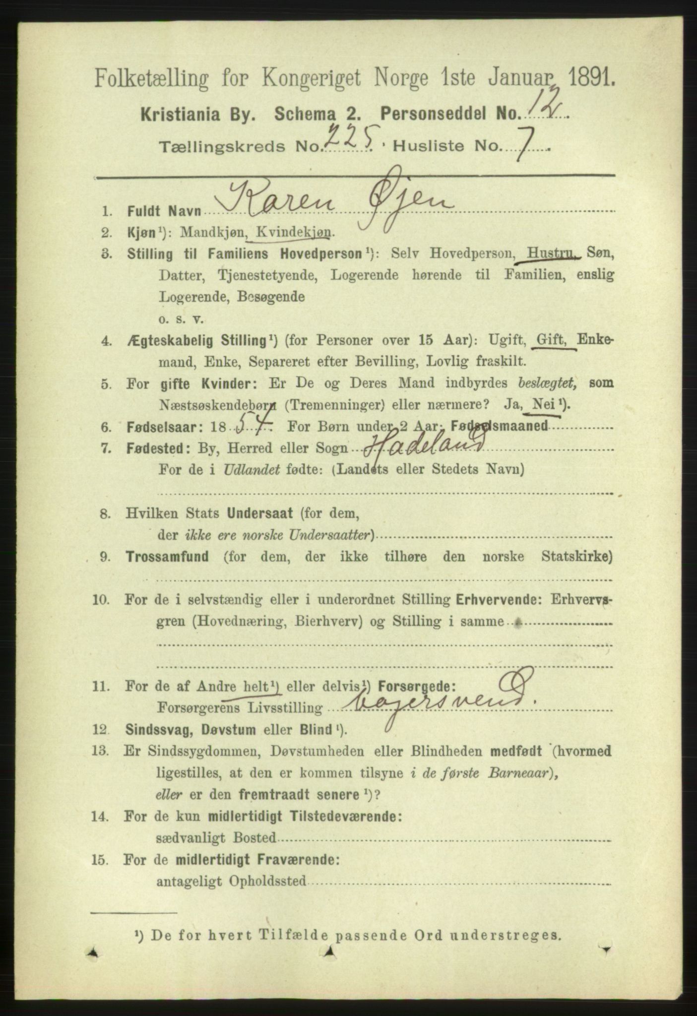 RA, 1891 census for 0301 Kristiania, 1891, p. 136699