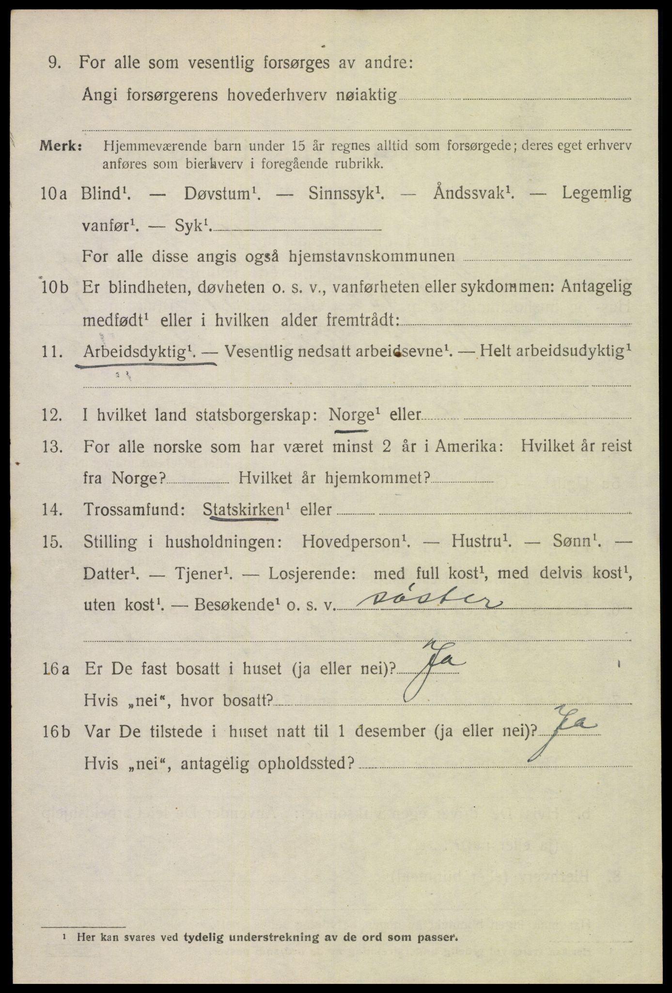 SAH, 1920 census for Trysil, 1920, p. 11896