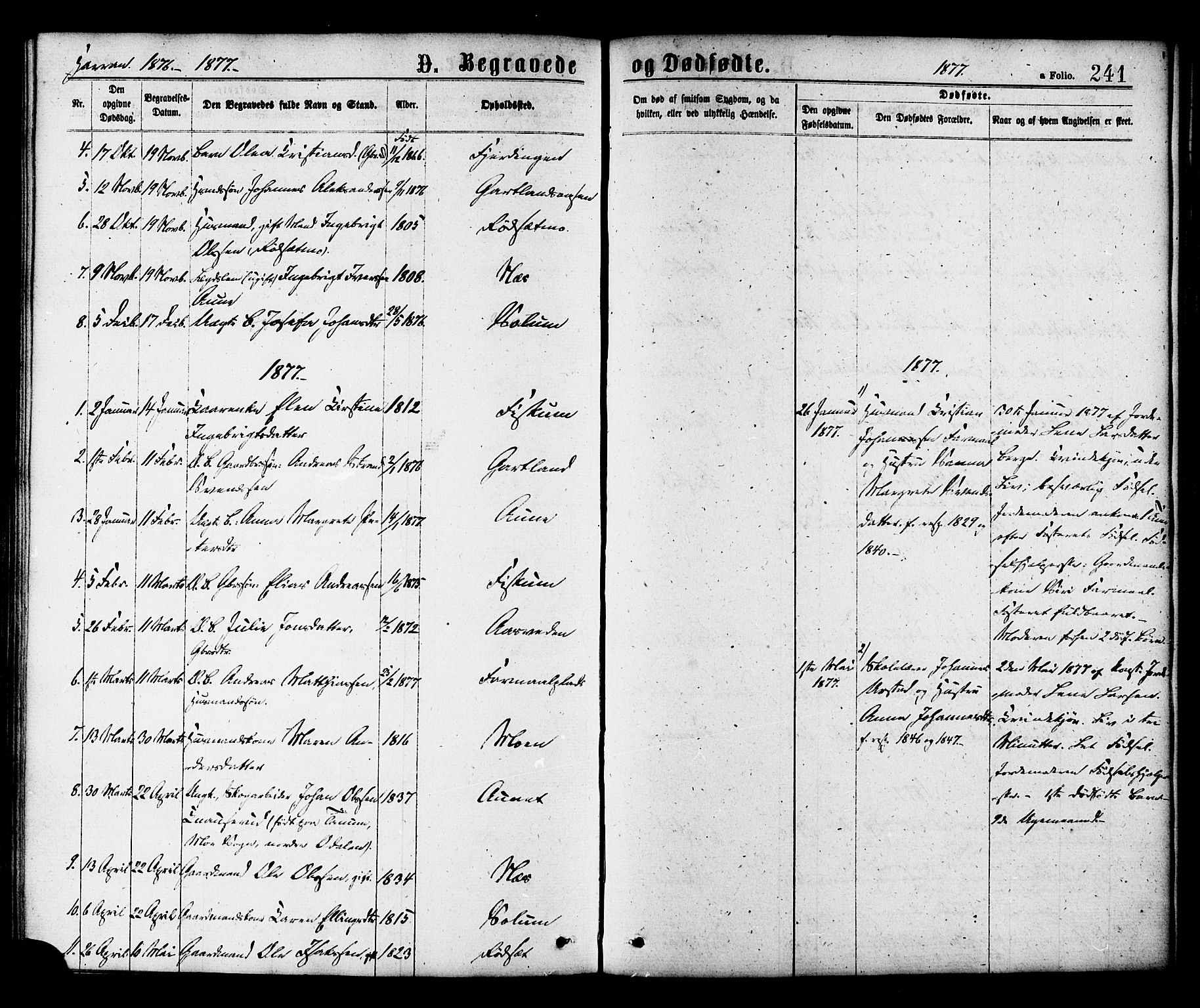 Ministerialprotokoller, klokkerbøker og fødselsregistre - Nord-Trøndelag, SAT/A-1458/758/L0516: Parish register (official) no. 758A03 /3, 1869-1879, p. 241