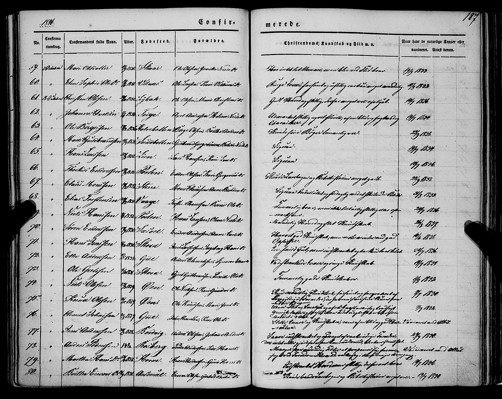 Askvoll sokneprestembete, AV/SAB-A-79501/H/Haa/Haaa/L0011/0001: Parish register (official) no. A 11 I, 1845-1864, p. 187