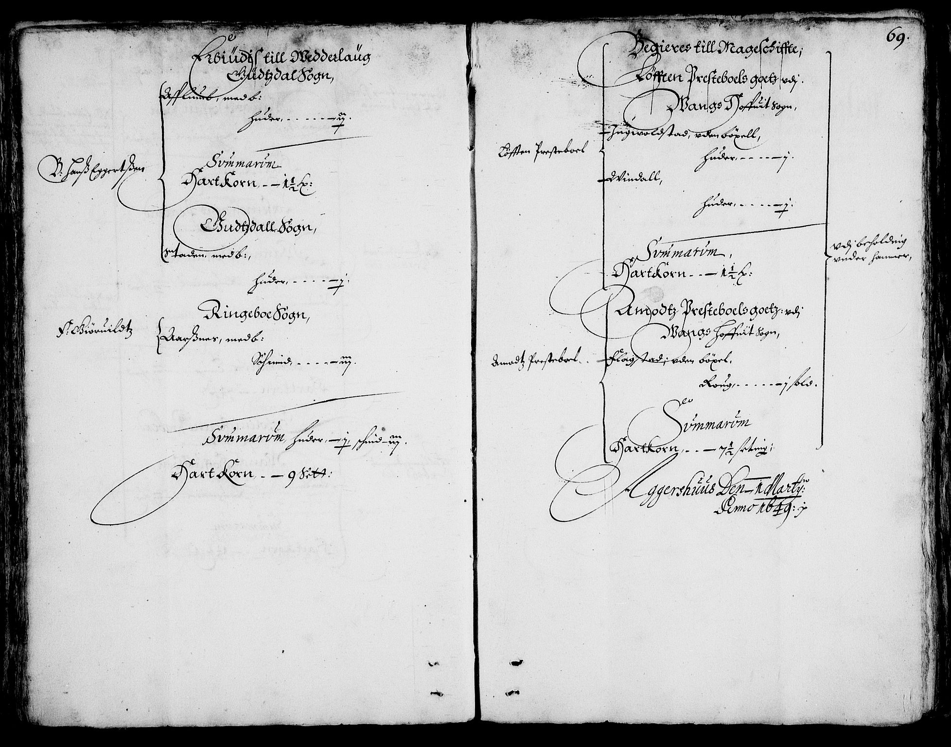 Rentekammeret inntil 1814, Realistisk ordnet avdeling, AV/RA-EA-4070/On/L0001/0002: Statens gods / [Jj 2]: Jordebok og forklaring over atkomstene til Hannibal Sehesteds gods, 1651, p. 68b-69a