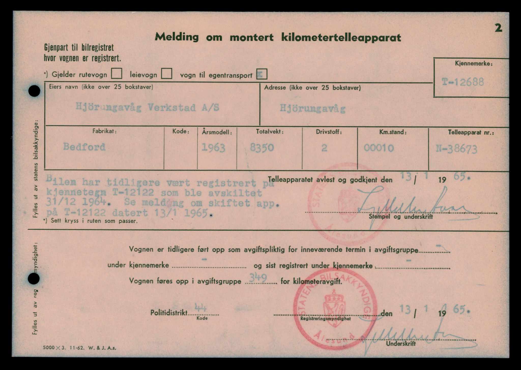 Møre og Romsdal vegkontor - Ålesund trafikkstasjon, AV/SAT-A-4099/F/Fe/L0035: Registreringskort for kjøretøy T 12653 - T 12829, 1927-1998, p. 629