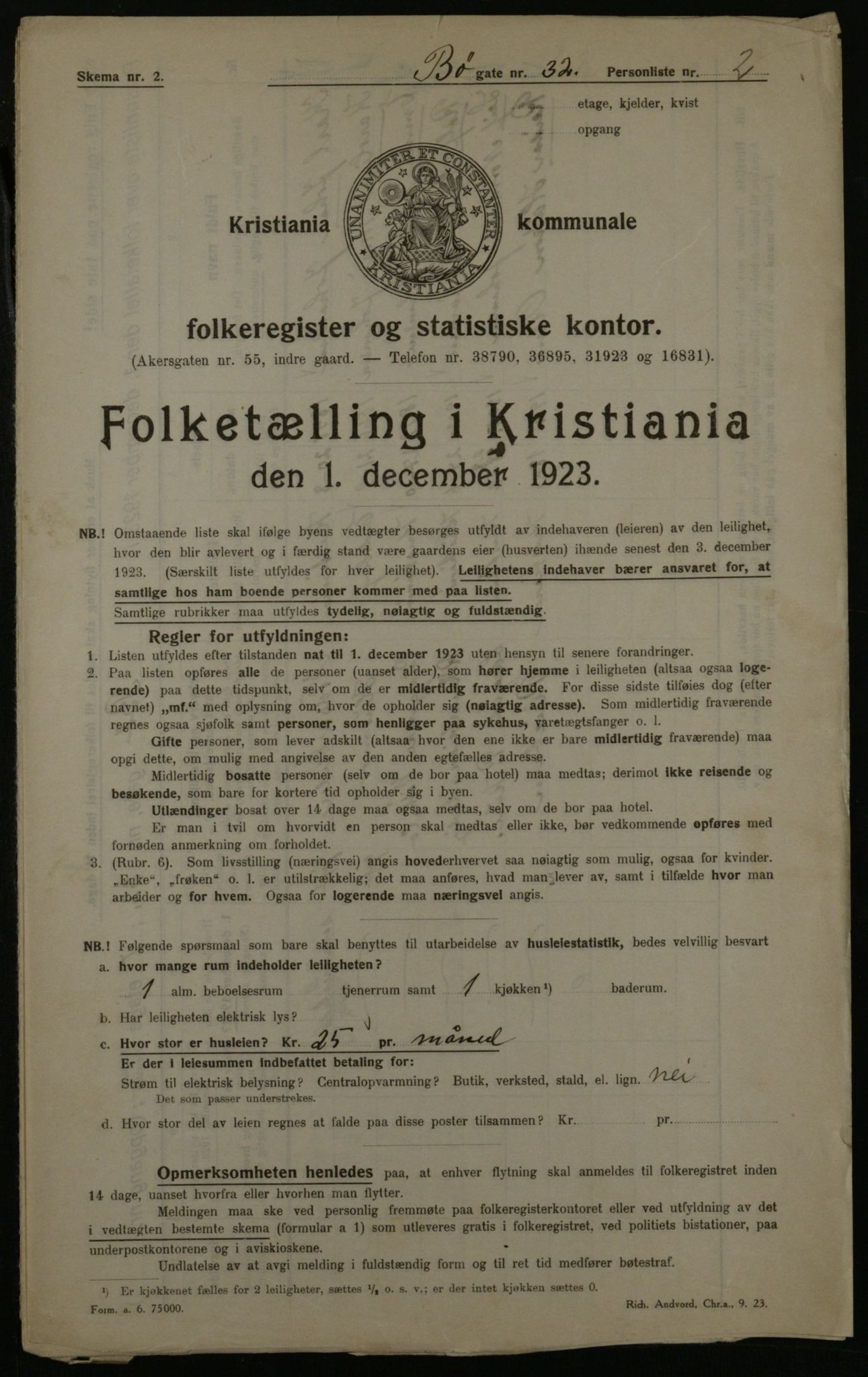 OBA, Municipal Census 1923 for Kristiania, 1923, p. 12466