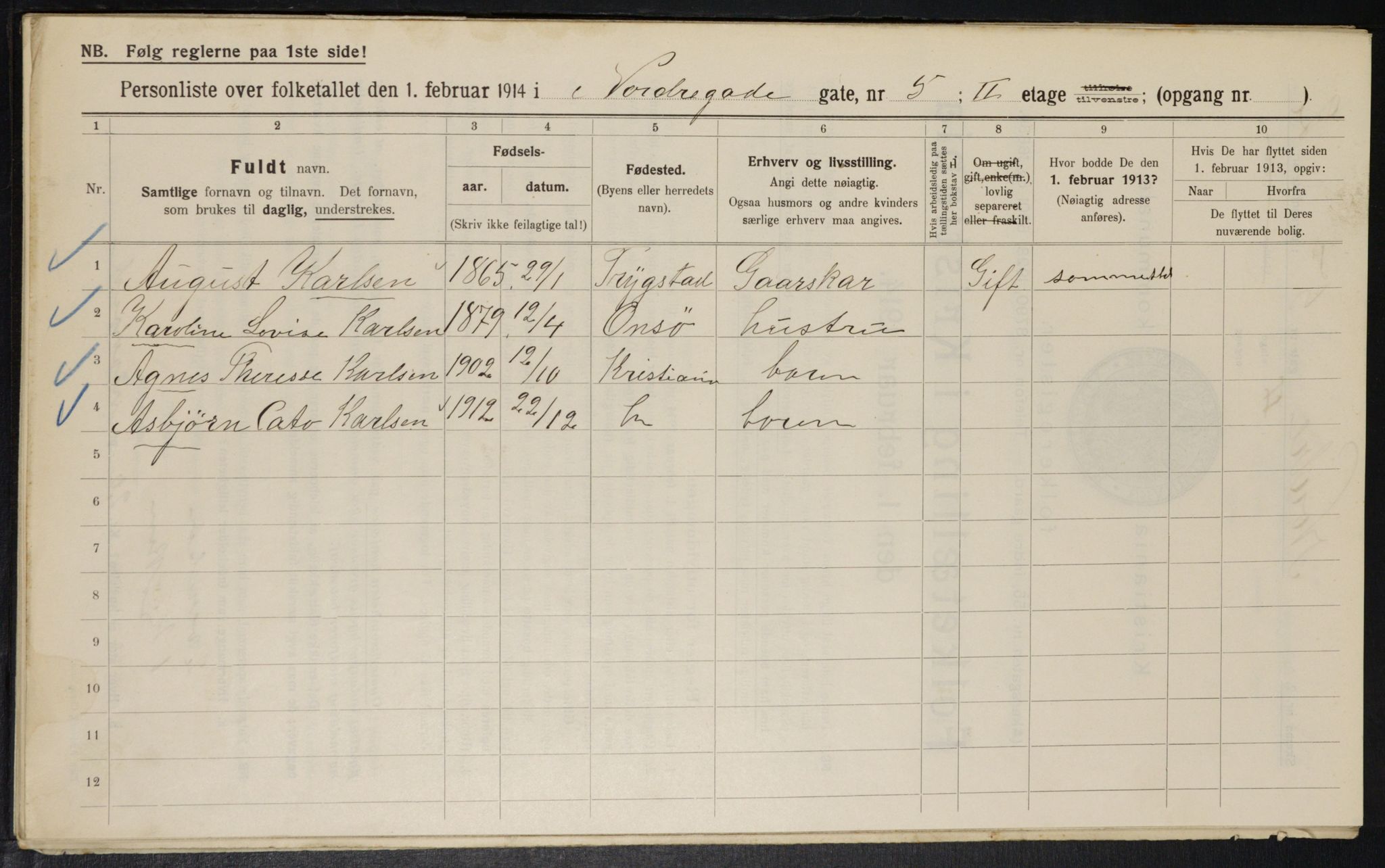 OBA, Municipal Census 1914 for Kristiania, 1914, p. 73056