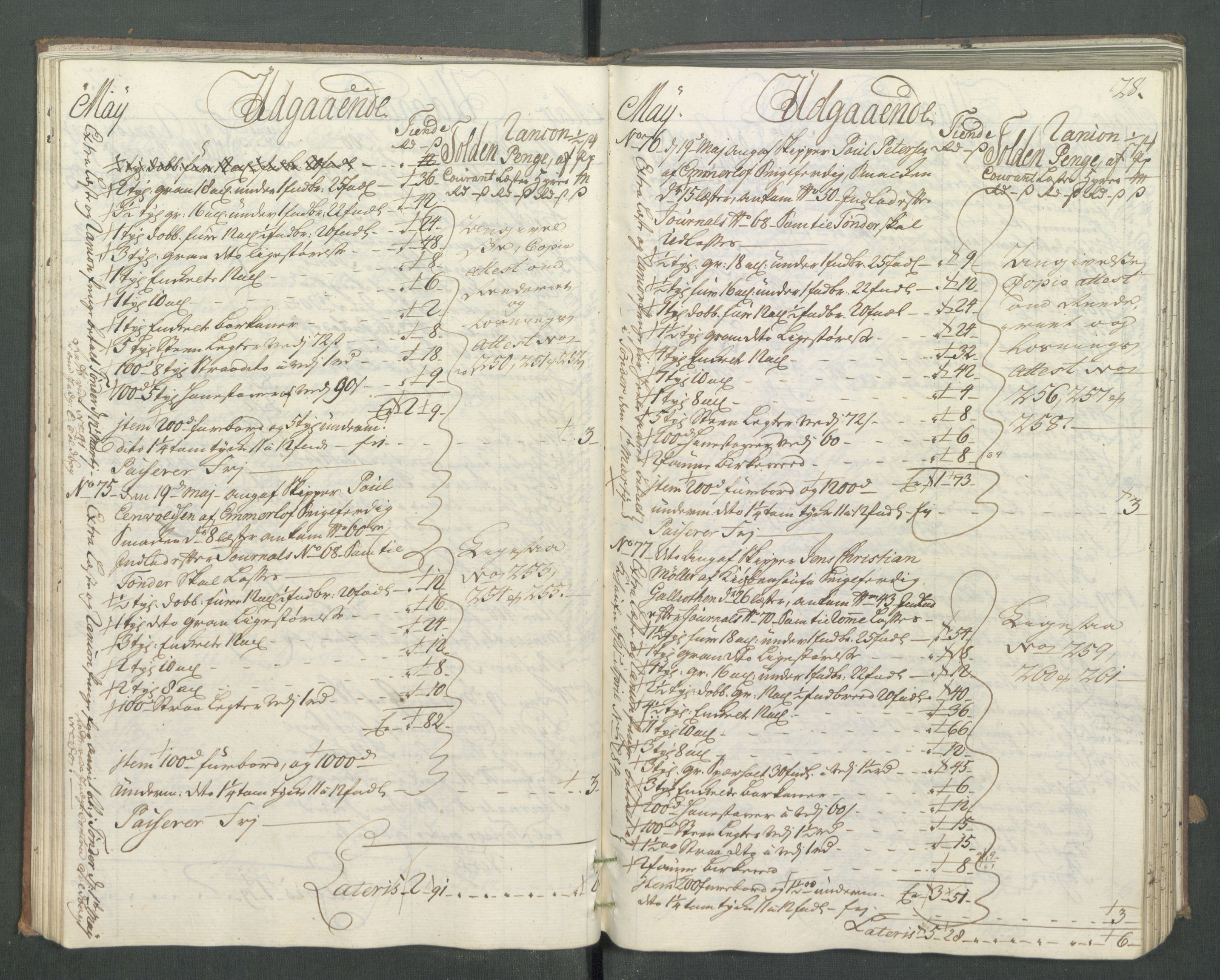 Generaltollkammeret, tollregnskaper, AV/RA-EA-5490/R14/L0025/0001: Tollregnskaper Øster-Risør / Utgående hovedtollbok, 1756, p. 27b-28a