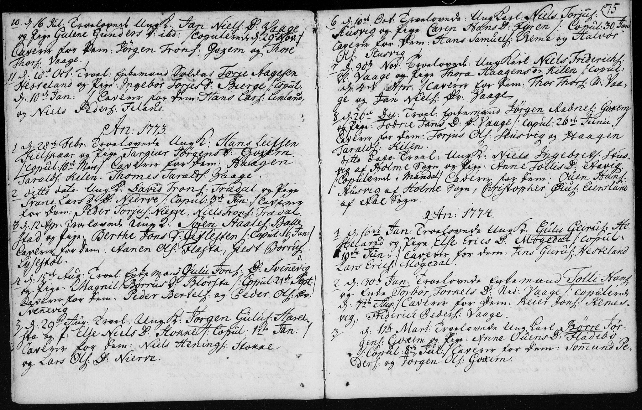 Sør-Audnedal sokneprestkontor, SAK/1111-0039/F/Fa/Fab/L0003: Parish register (official) no. A 3, 1766-1828, p. 75