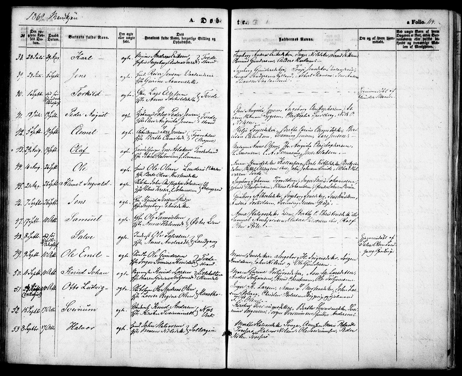 Holt sokneprestkontor, AV/SAK-1111-0021/F/Fa/L0009: Parish register (official) no. A 9, 1861-1871, p. 114