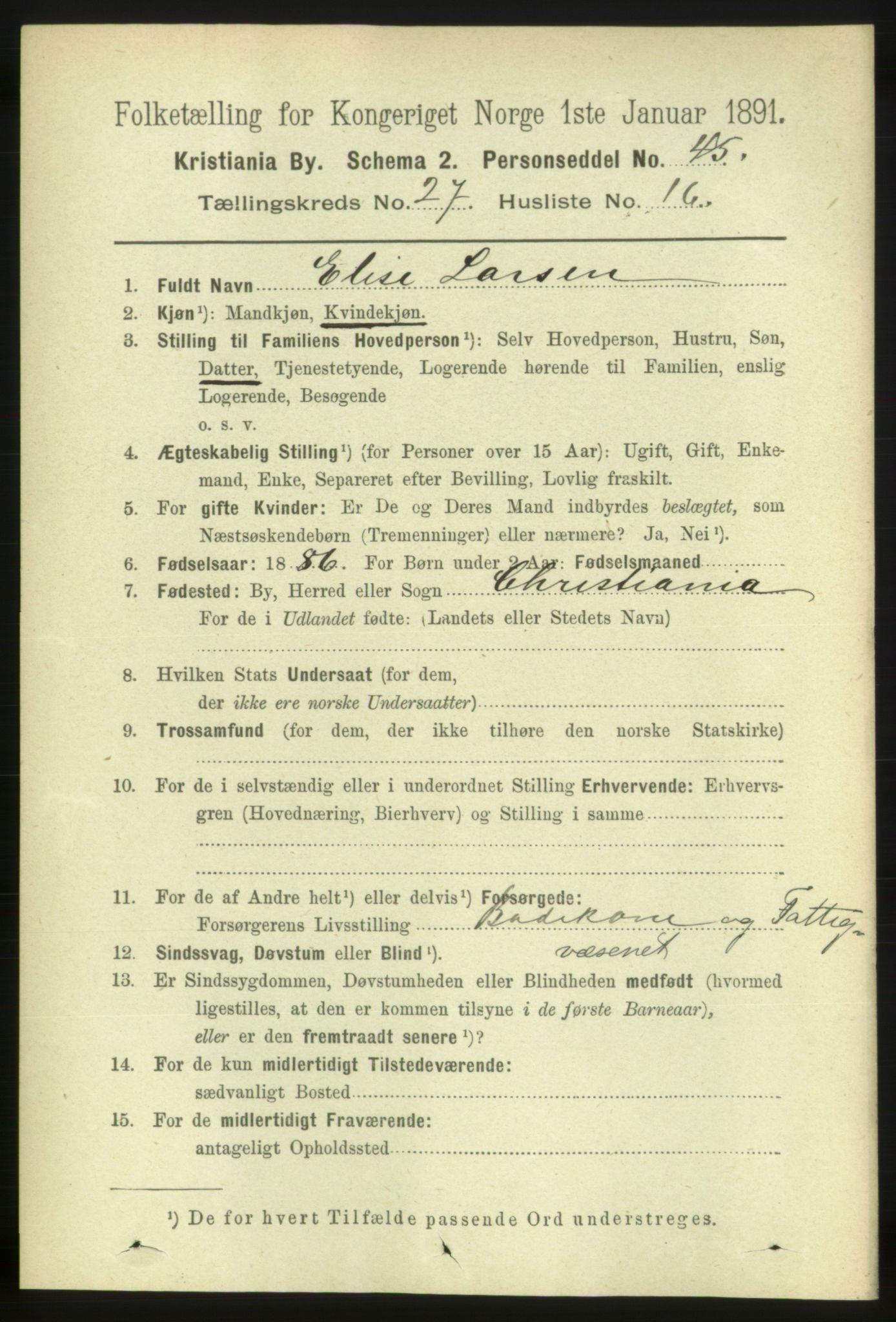 RA, 1891 census for 0301 Kristiania, 1891, p. 14188