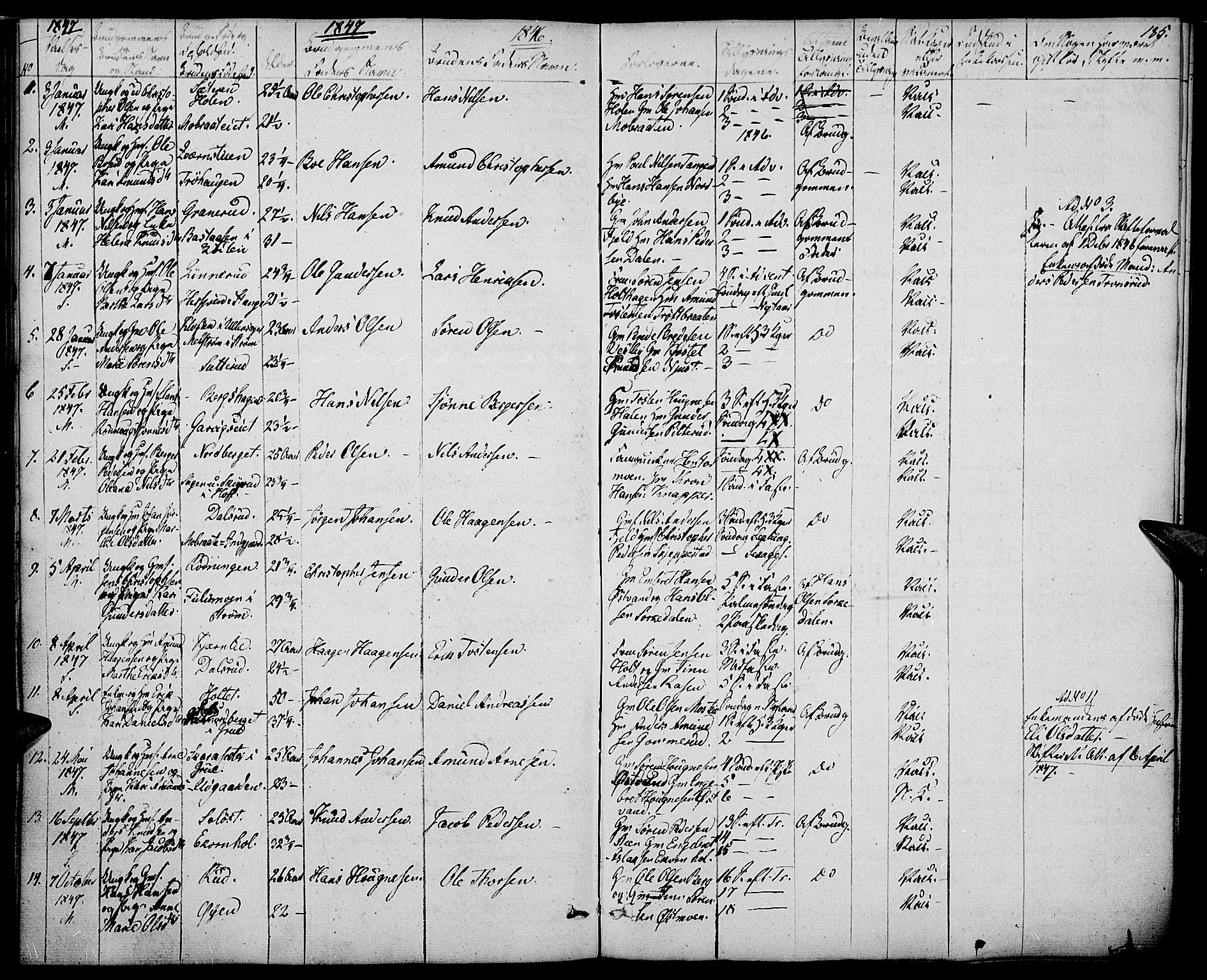 Nord-Odal prestekontor, SAH/PREST-032/H/Ha/Haa/L0002: Parish register (official) no. 2, 1839-1850, p. 185