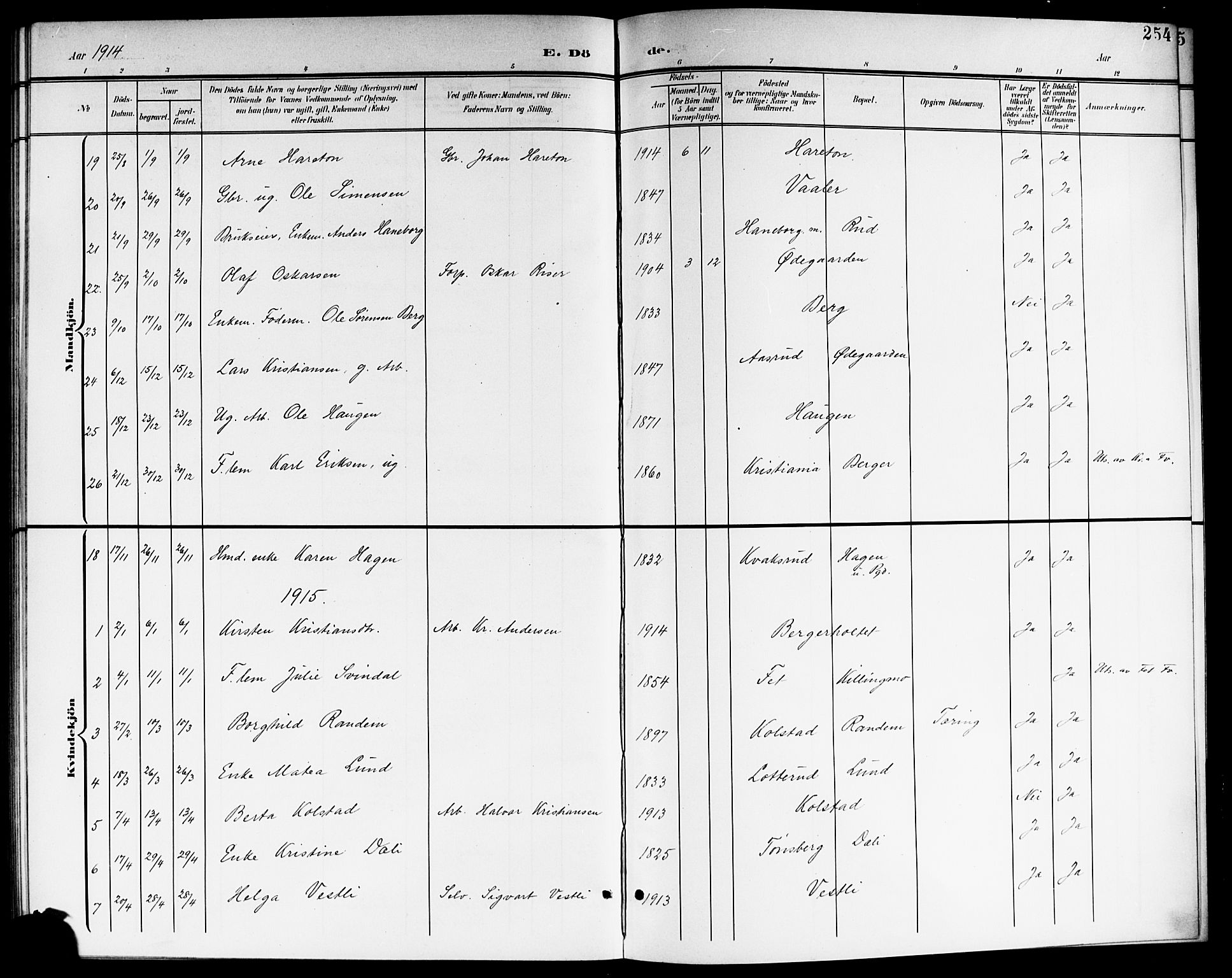 Aurskog prestekontor Kirkebøker, SAO/A-10304a/G/Ga/L0004: Parish register (copy) no. I 4, 1901-1921, p. 254