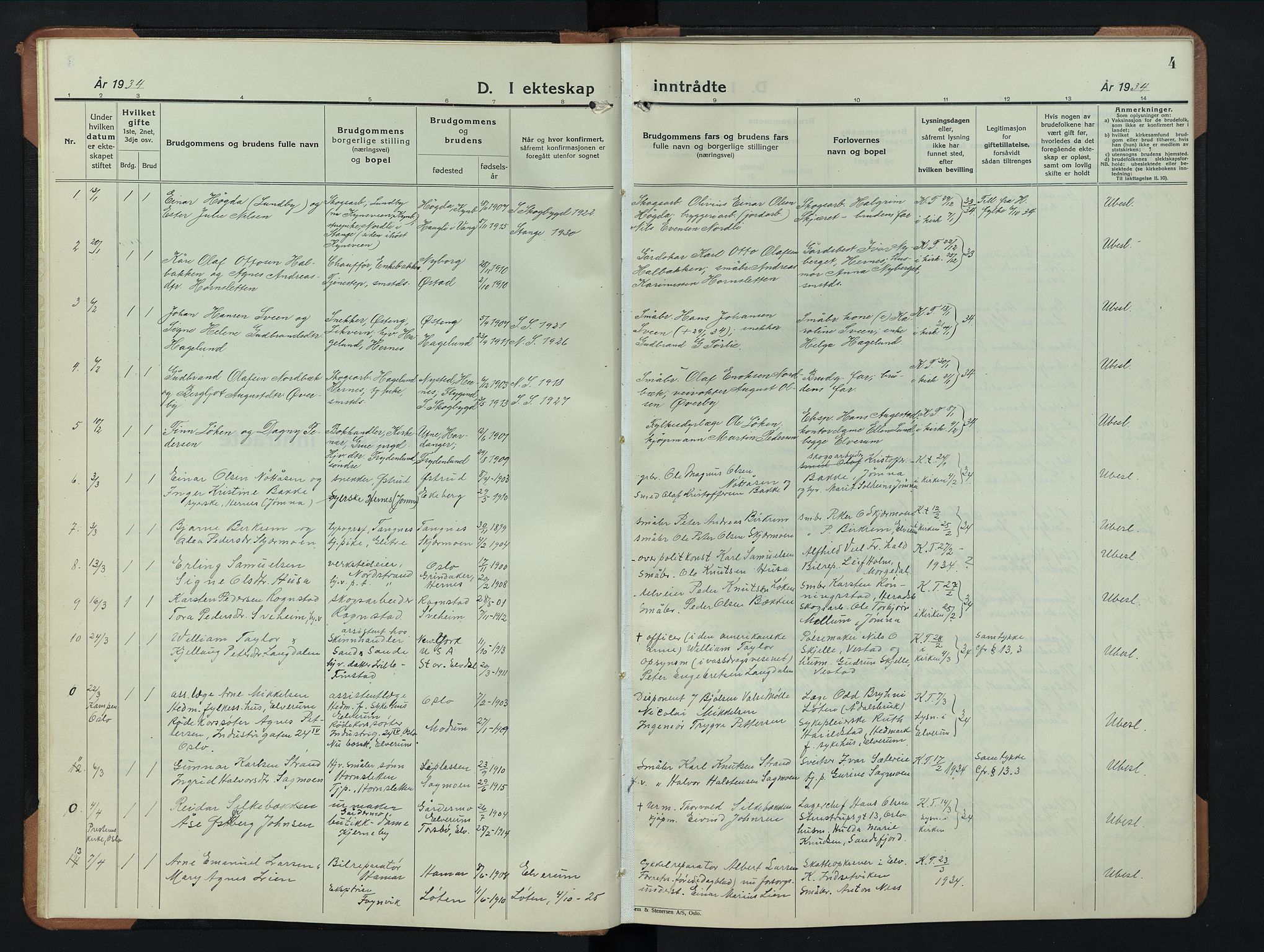 Elverum prestekontor, SAH/PREST-044/H/Ha/Hab/L0033: Parish register (copy) no. 33, 1934-1947, p. 4