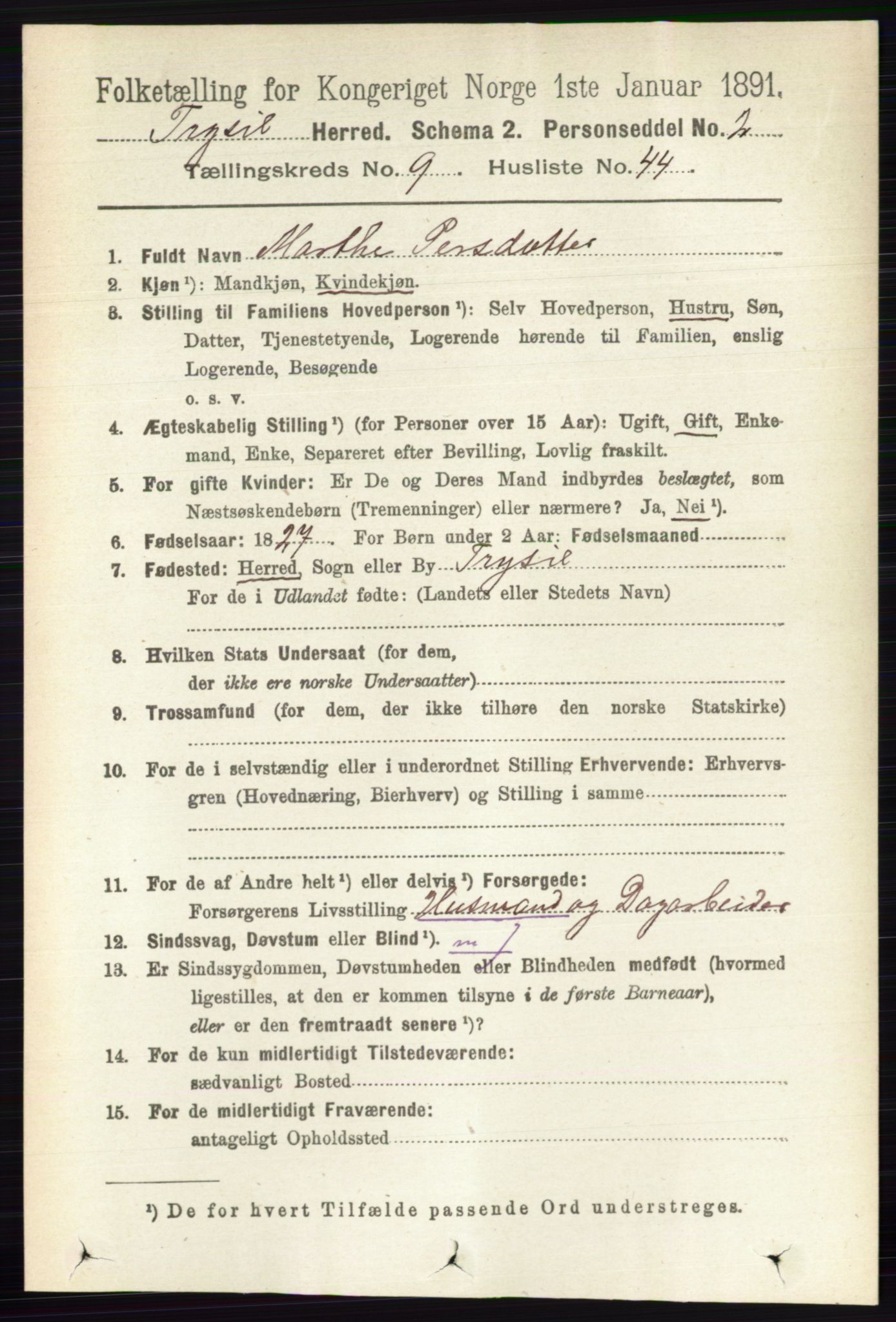 RA, 1891 census for 0428 Trysil, 1891, p. 4469