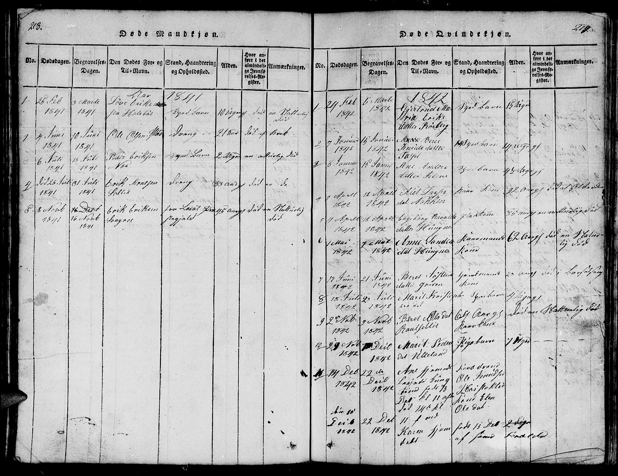 Ministerialprotokoller, klokkerbøker og fødselsregistre - Møre og Romsdal, SAT/A-1454/557/L0683: Parish register (copy) no. 557C01, 1818-1862, p. 218-219