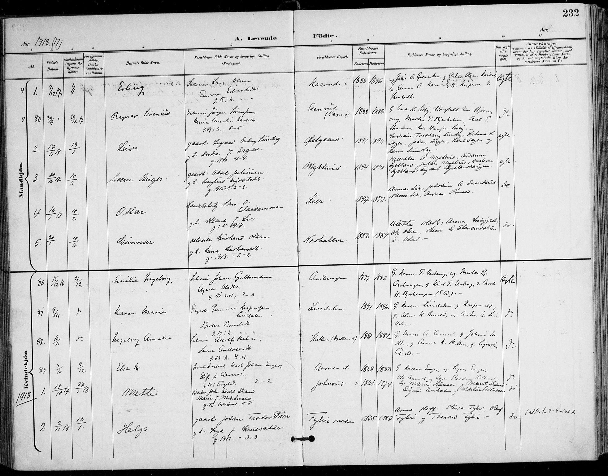 Nes prestekontor Kirkebøker, AV/SAO-A-10410/F/Fa/L0011: Parish register (official) no. I 11, 1899-1918, p. 232