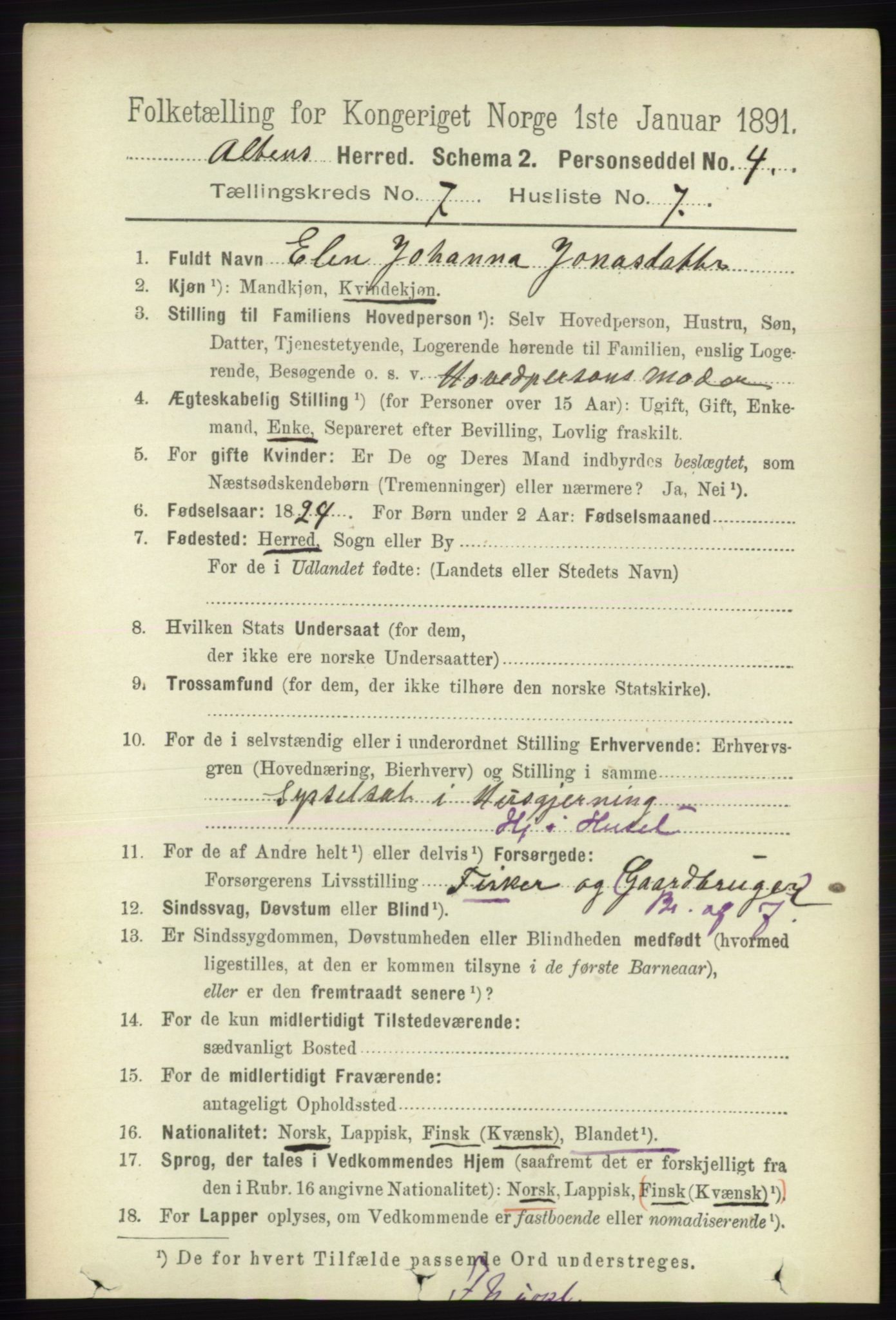 RA, 1891 census for 2012 Alta, 1891, p. 2142