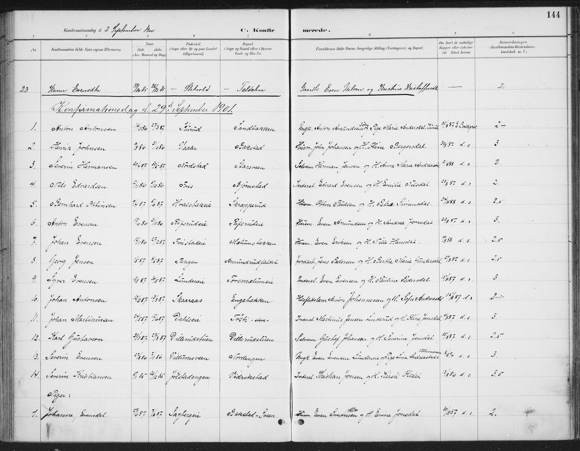 Romedal prestekontor, AV/SAH-PREST-004/K/L0008: Parish register (official) no. 8, 1887-1905, p. 144