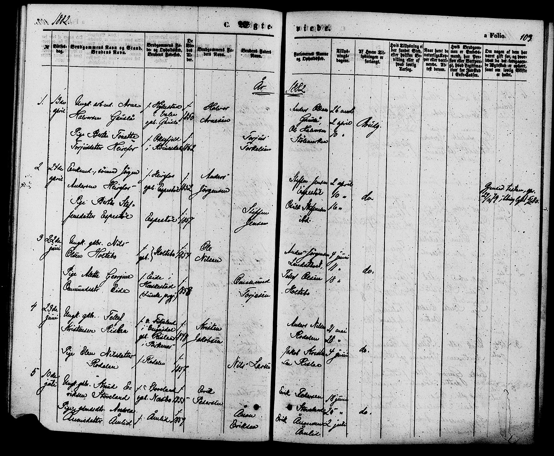 Herefoss sokneprestkontor, SAK/1111-0019/F/Fa/Faa/L0002: Parish register (official) no. A 2, 1861-1886, p. 103