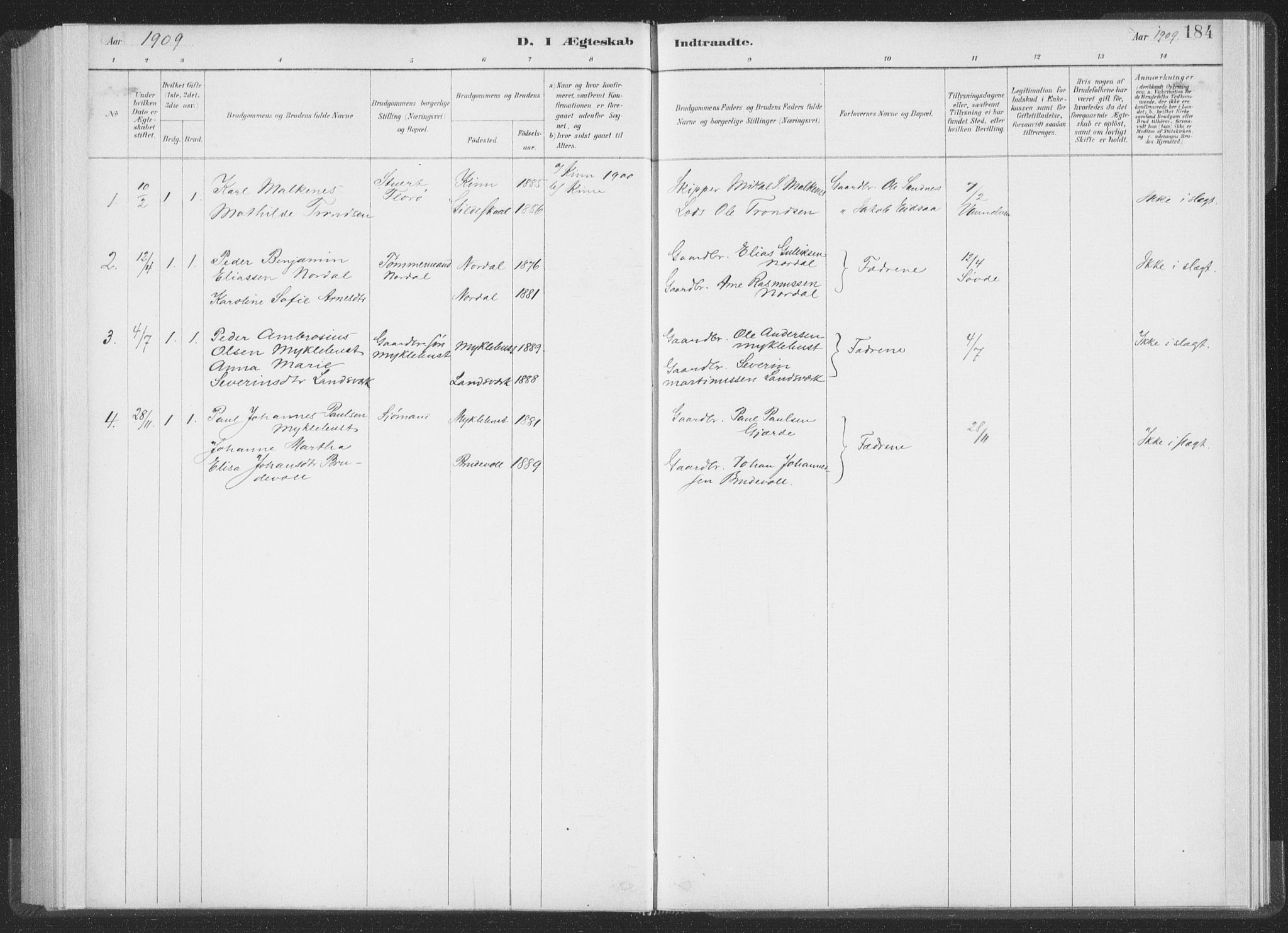 Ministerialprotokoller, klokkerbøker og fødselsregistre - Møre og Romsdal, AV/SAT-A-1454/502/L0025: Parish register (official) no. 502A03, 1885-1909, p. 184