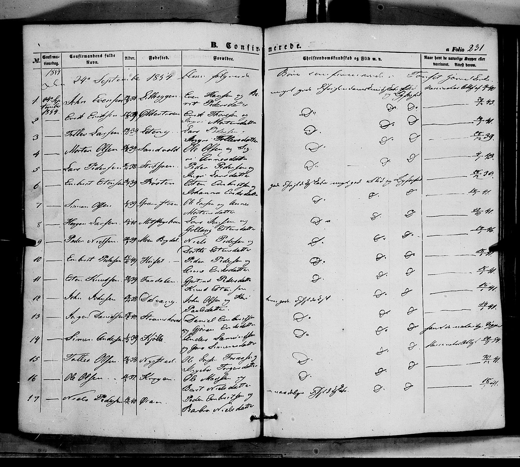 Tynset prestekontor, AV/SAH-PREST-058/H/Ha/Haa/L0020: Parish register (official) no. 20, 1848-1862, p. 231