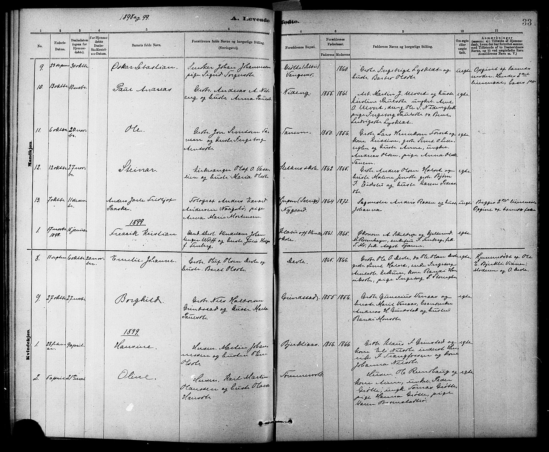 Ministerialprotokoller, klokkerbøker og fødselsregistre - Sør-Trøndelag, AV/SAT-A-1456/618/L0452: Parish register (copy) no. 618C03, 1884-1906, p. 33