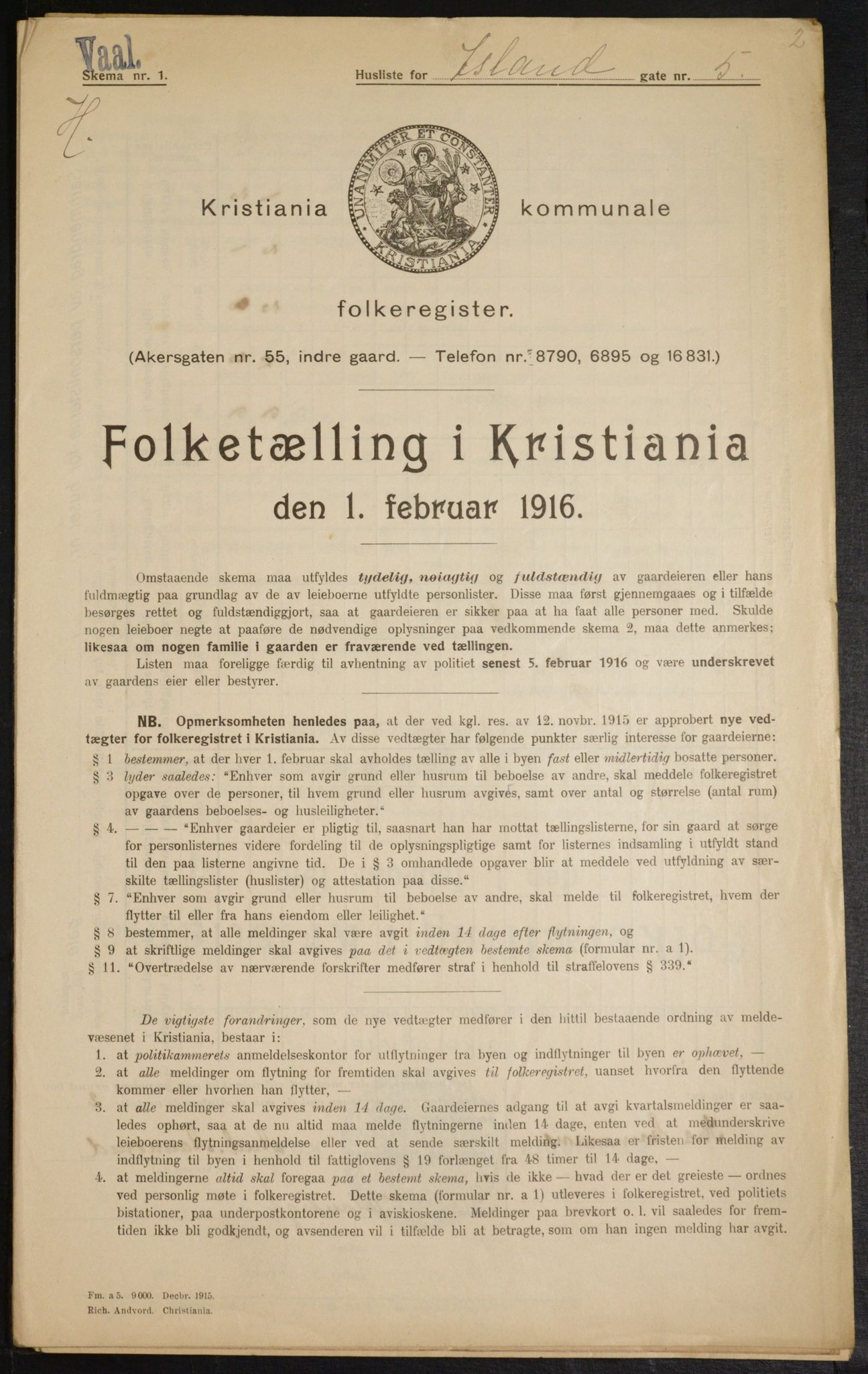 OBA, Municipal Census 1916 for Kristiania, 1916, p. 45451