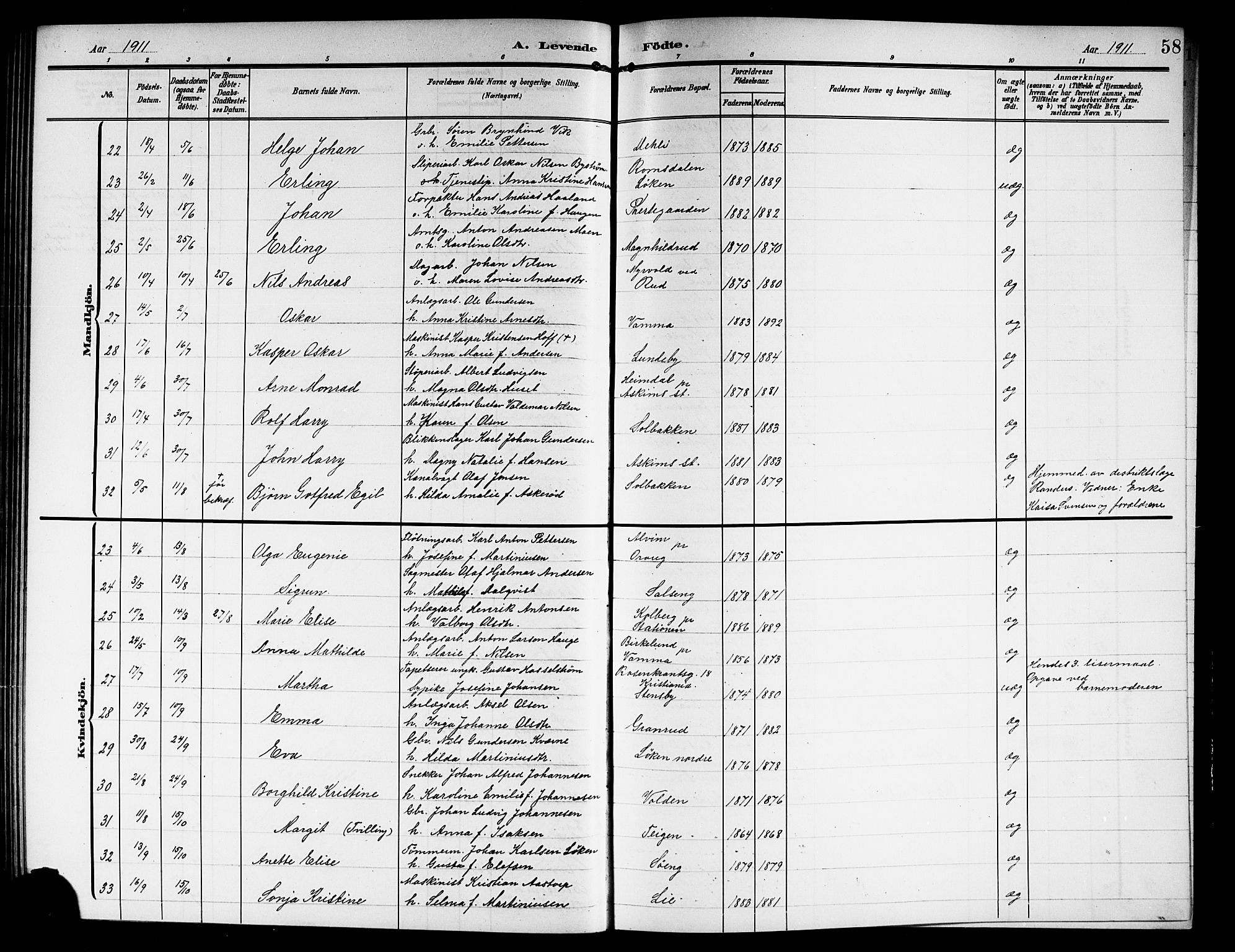 Askim prestekontor Kirkebøker, AV/SAO-A-10900/G/Ga/L0002: Parish register (copy) no. 2, 1903-1921, p. 58