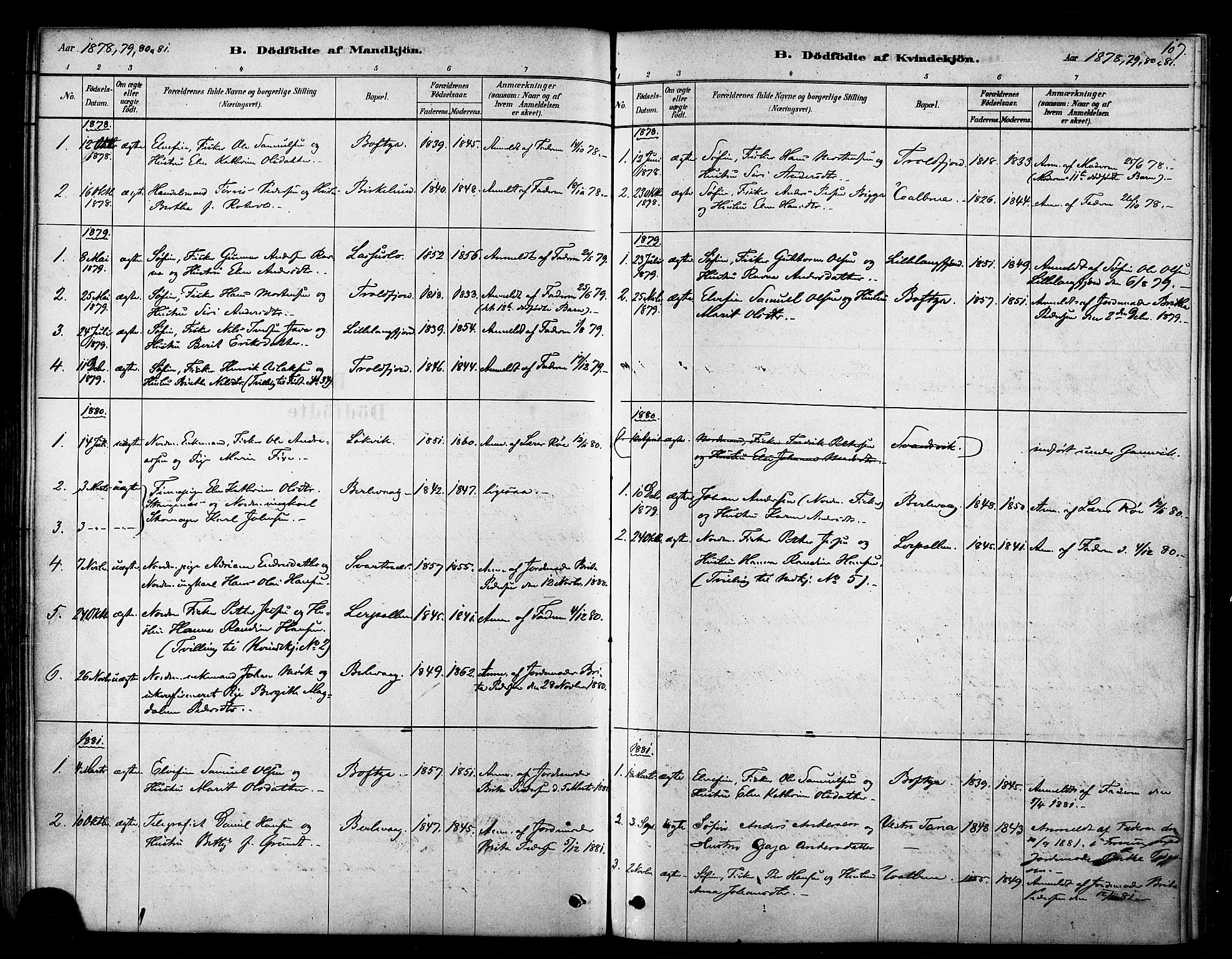 Tana sokneprestkontor, SATØ/S-1334/H/Ha/L0004kirke: Parish register (official) no. 4, 1878-1891, p. 107