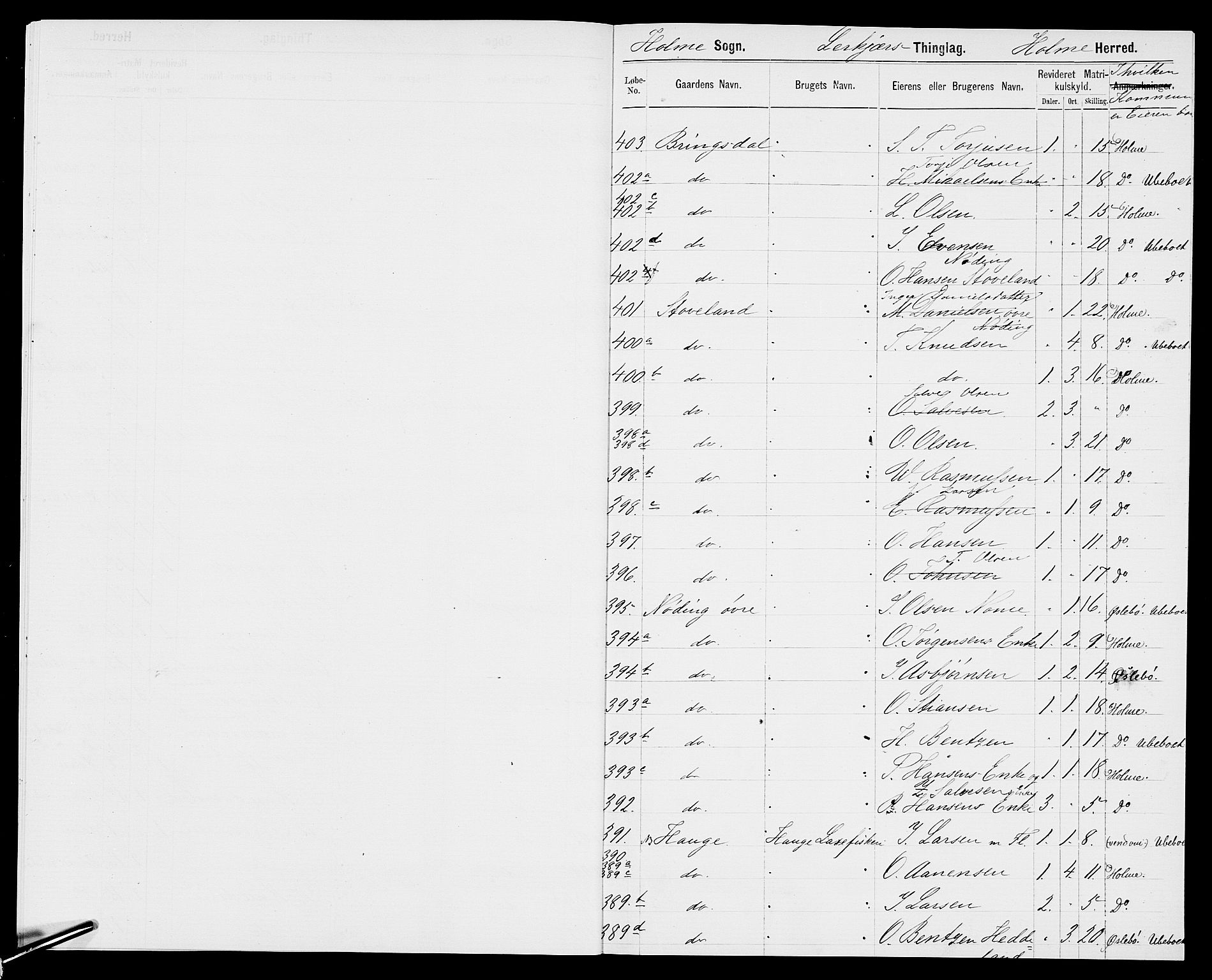 SAK, 1875 census for 1020P Holum, 1875, p. 15