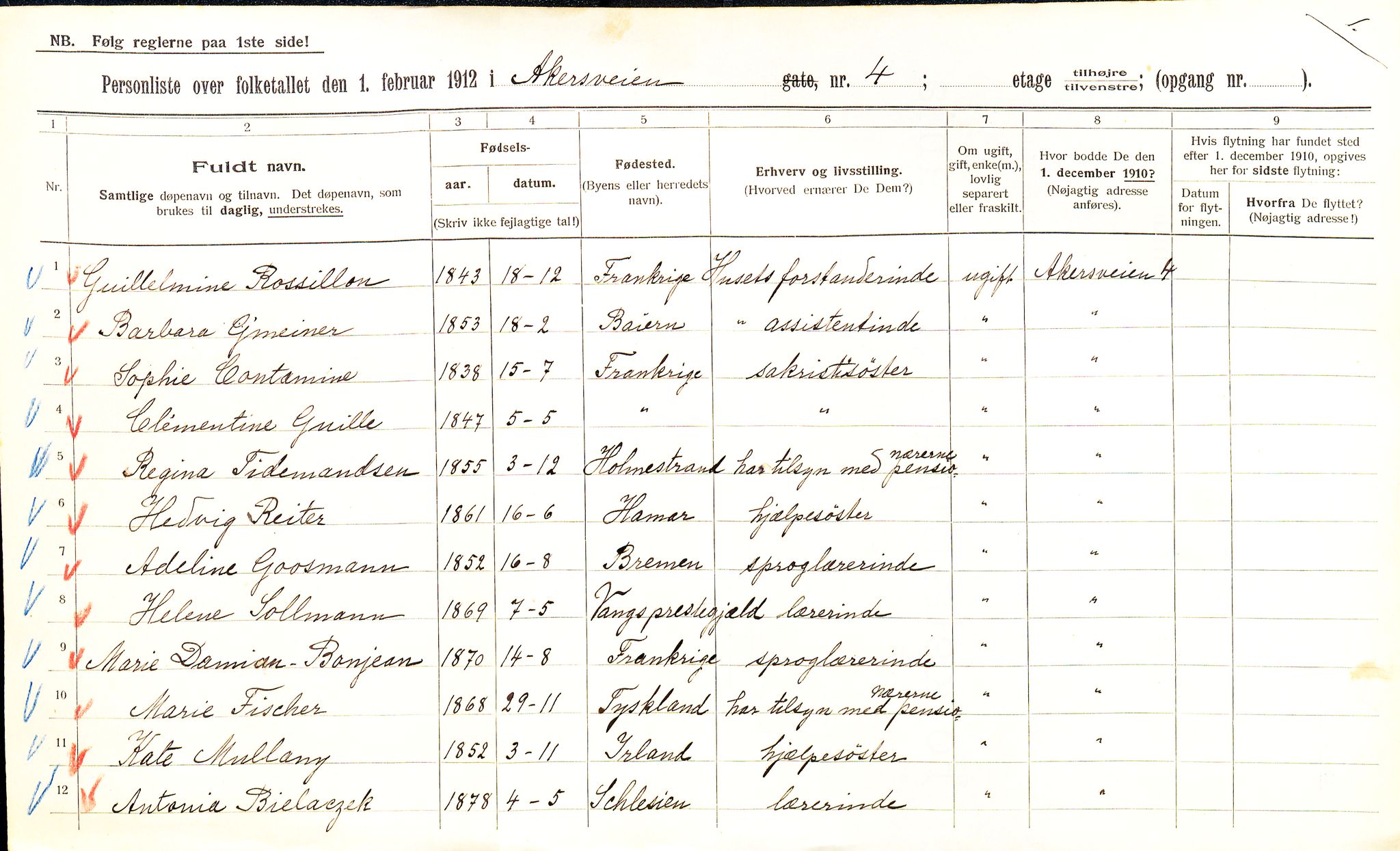 OBA, Municipal Census 1912 for Kristiania, 1912, p. 835