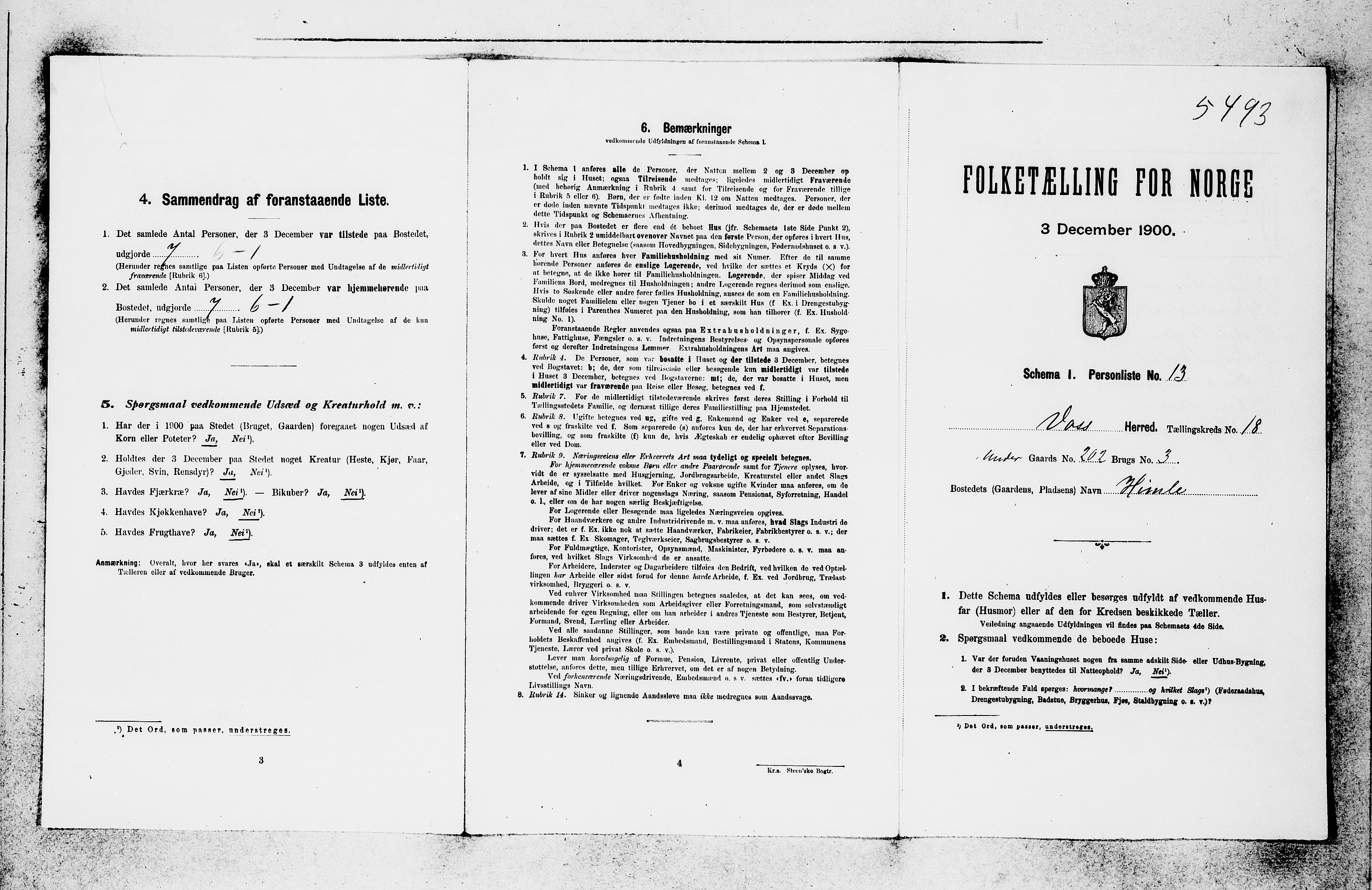 SAB, 1900 census for Voss, 1900, p. 1993