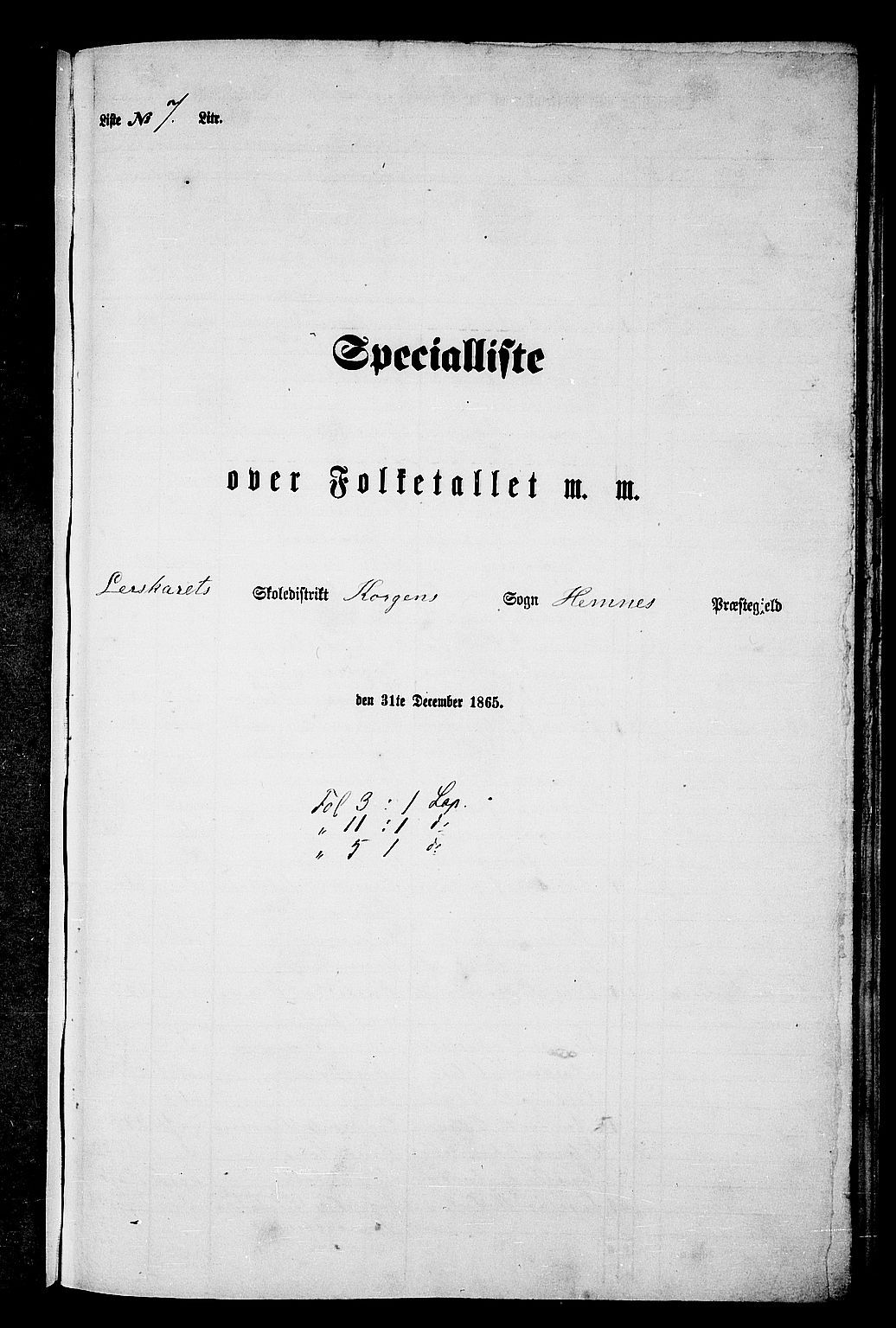 RA, 1865 census for Hemnes, 1865, p. 115