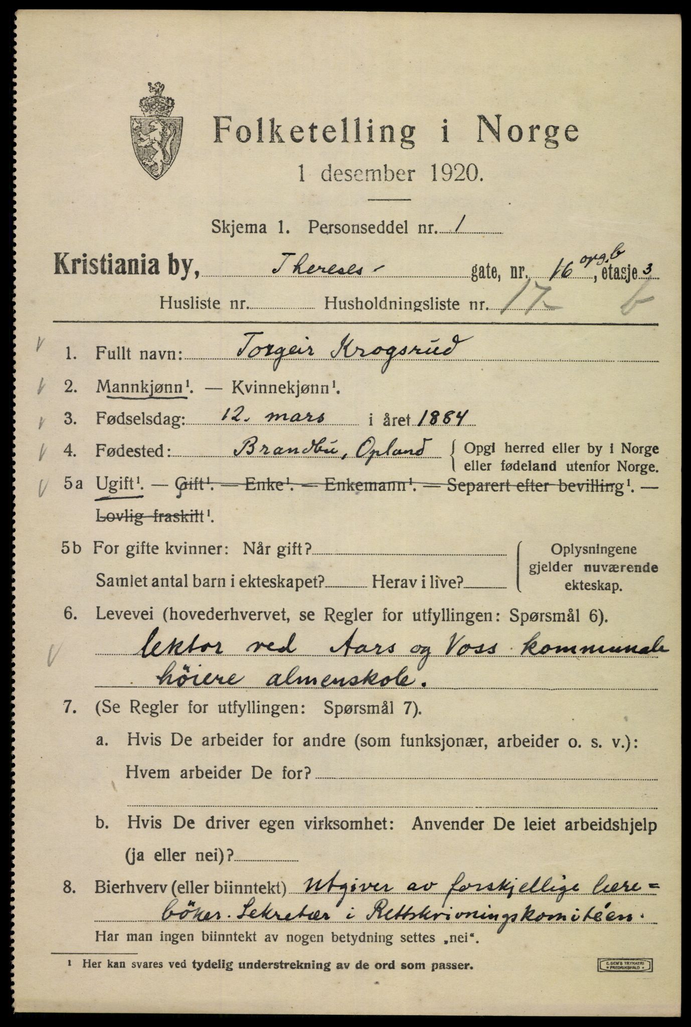 SAO, 1920 census for Kristiania, 1920, p. 567415