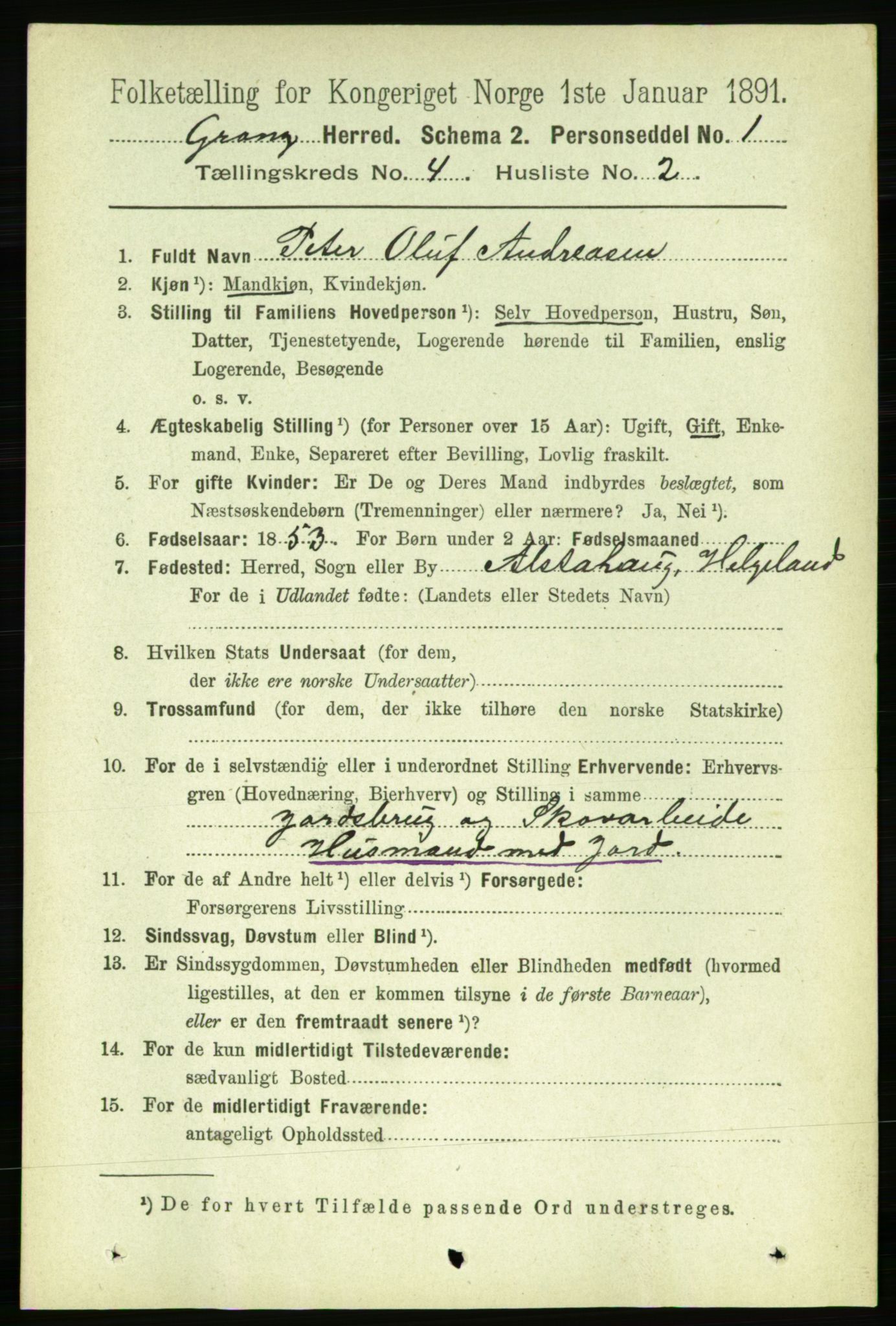 RA, 1891 census for 1742 Grong, 1891, p. 1497