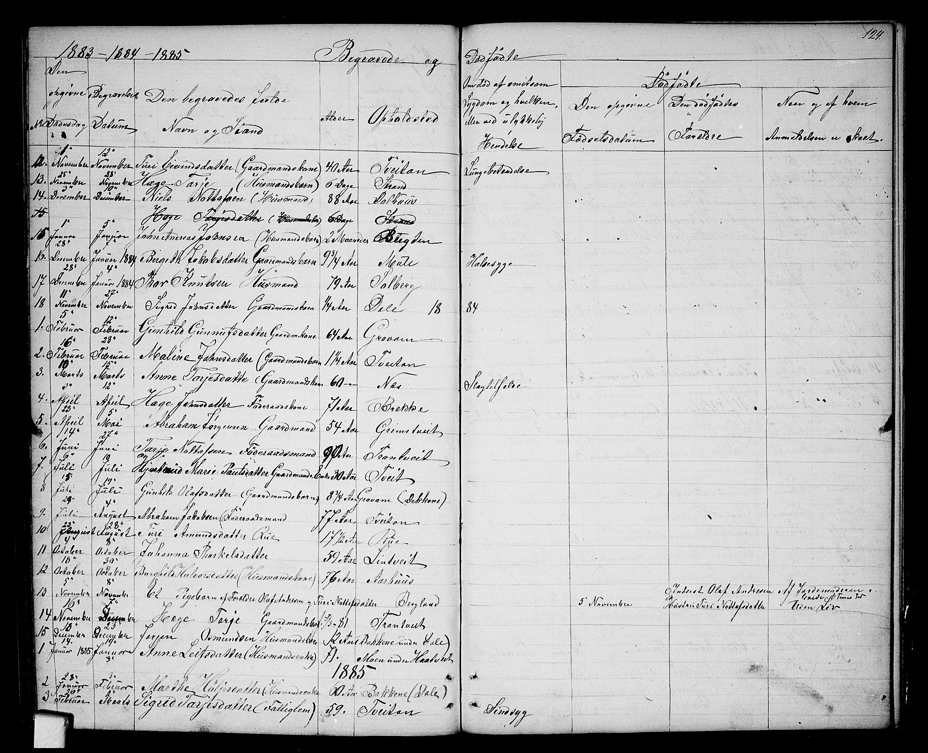 Nissedal kirkebøker, SAKO/A-288/G/Ga/L0002: Parish register (copy) no. I 2, 1861-1887, p. 124