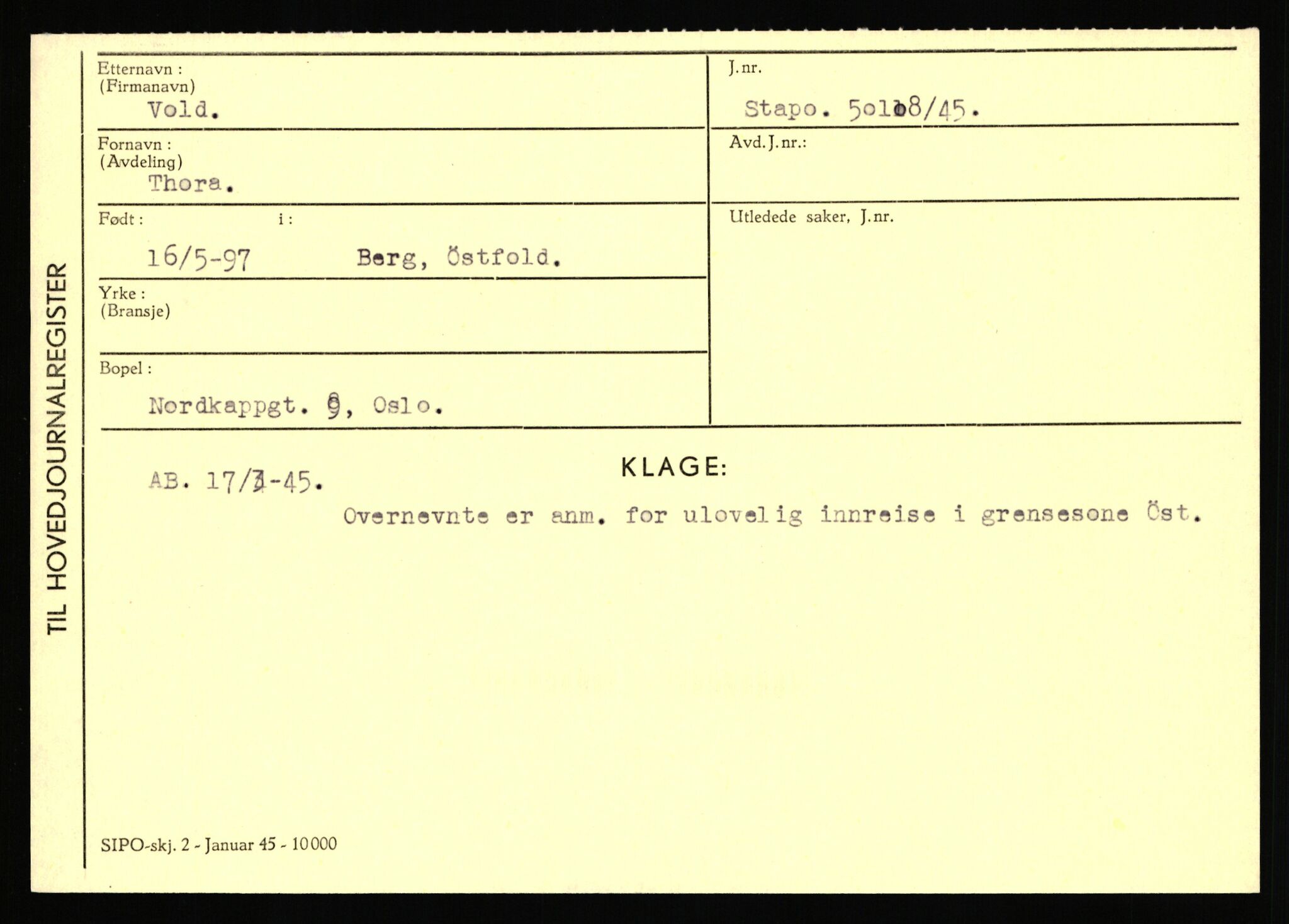 Statspolitiet - Hovedkontoret / Osloavdelingen, AV/RA-S-1329/C/Ca/L0016: Uberg - Øystese, 1943-1945, p. 1401