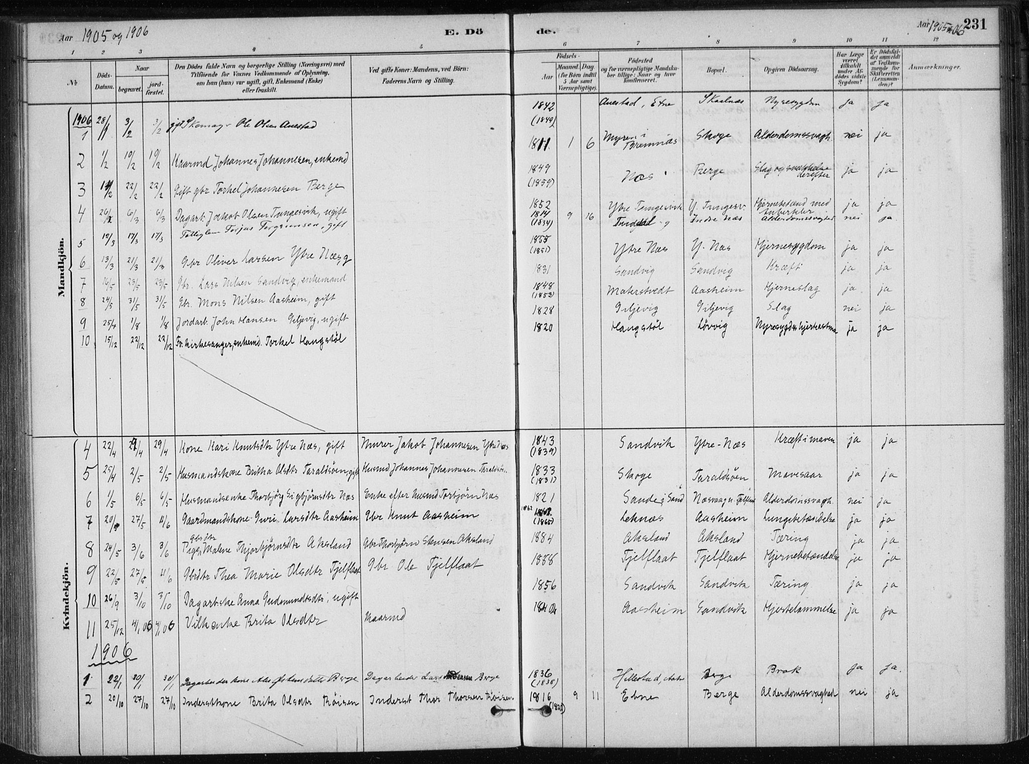 Skånevik sokneprestembete, SAB/A-77801/H/Haa: Parish register (official) no. B 1, 1879-1914, p. 231