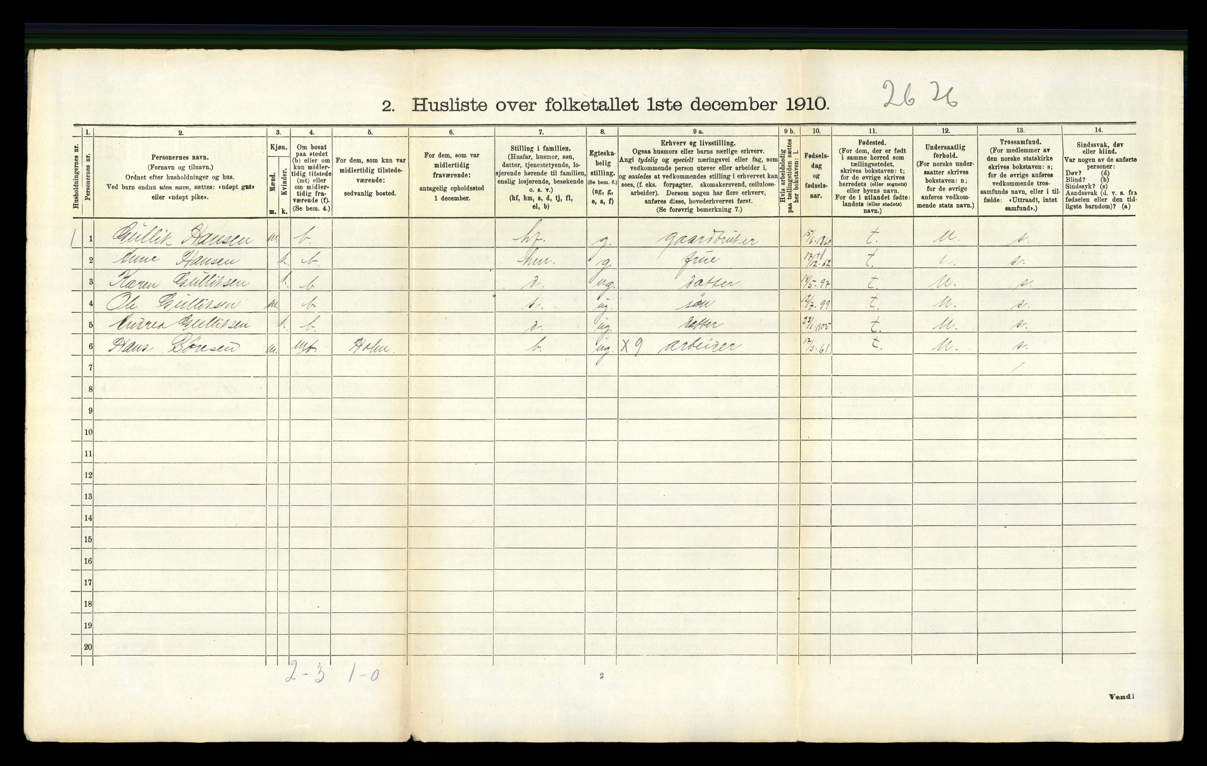 RA, 1910 census for Hedrum, 1910, p. 951