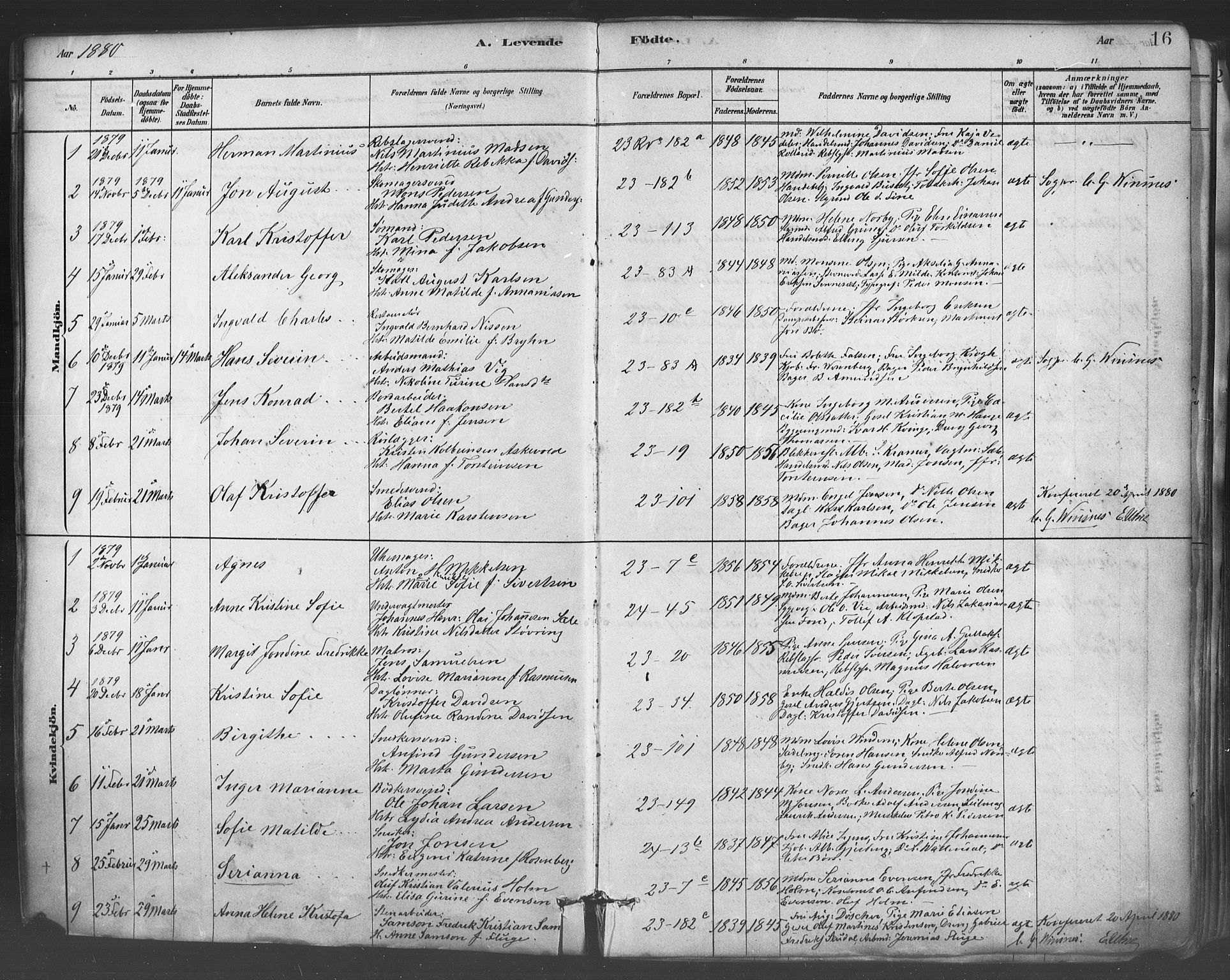 Mariakirken Sokneprestembete, SAB/A-76901/H/Haa/L0007: Parish register (official) no. A 7, 1878-1893, p. 16
