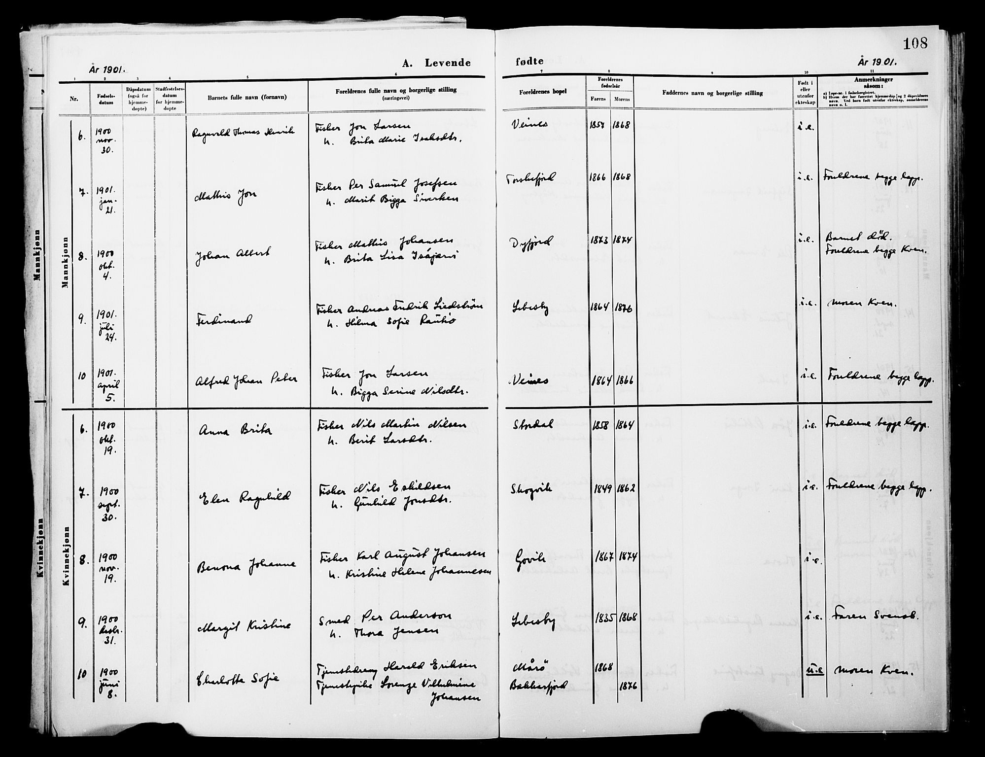 Lebesby sokneprestkontor, AV/SATØ-S-1353/H/Ha/L0004kirke: Parish register (official) no. 4, 1870-1902, p. 108